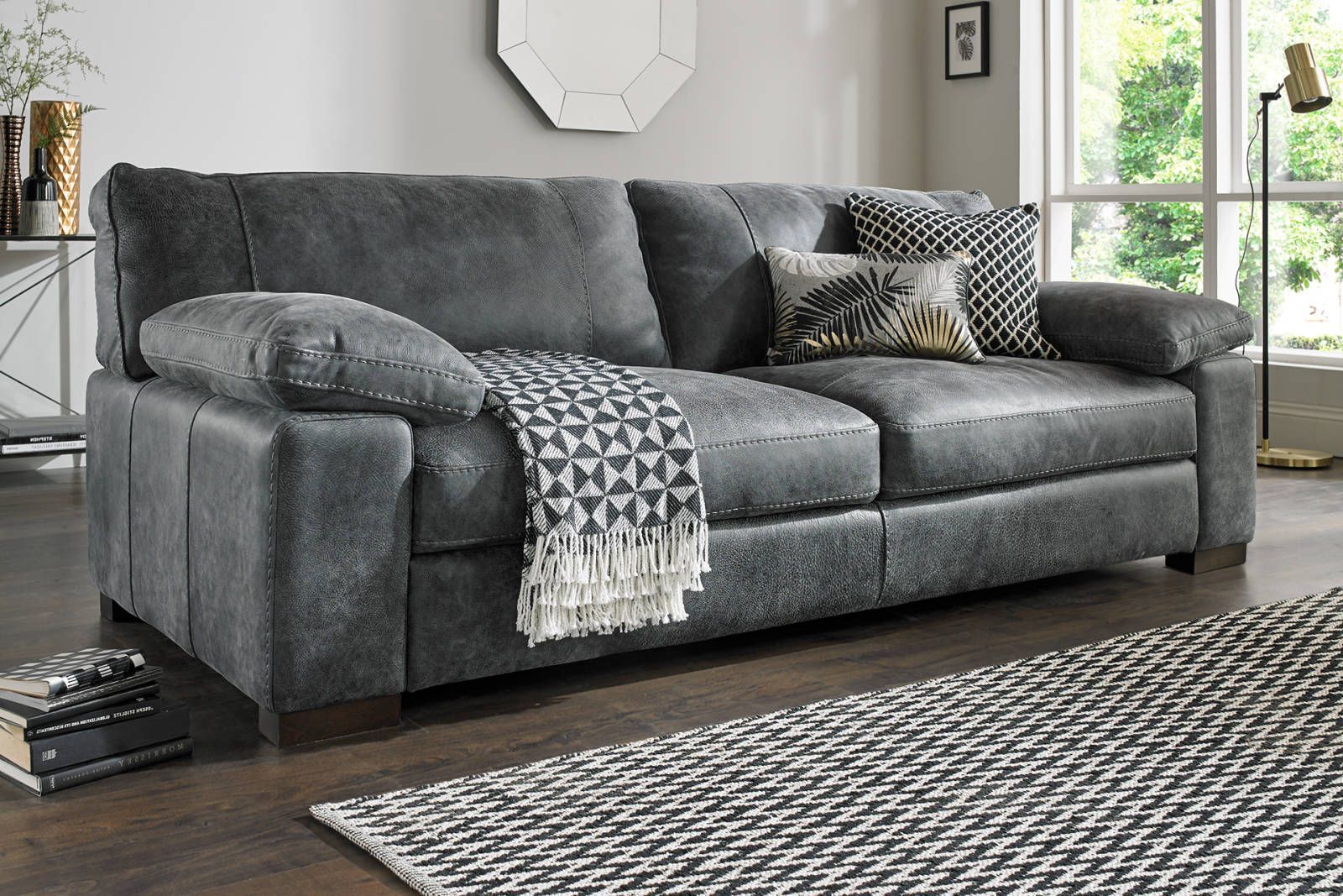 Grey Leather Sofa Living Room, Grey Sofa Living (View 7 of 15)