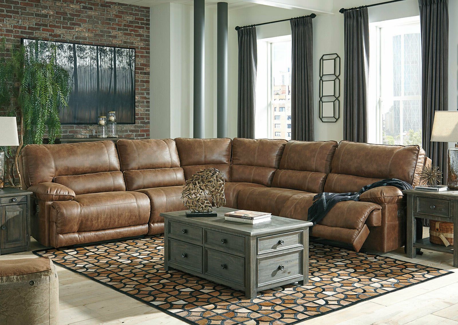 Hamburg 5pcs Sectional Living Room Brown Faux Leather Power Reclining Pertaining To Best And Newest Faux Leather Sectional Sofa Sets (View 4 of 15)