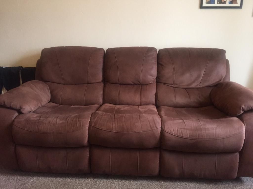 Harvey's Faux Suede Recliner Sofa & Lazyboy Rocker (View 15 of 15)