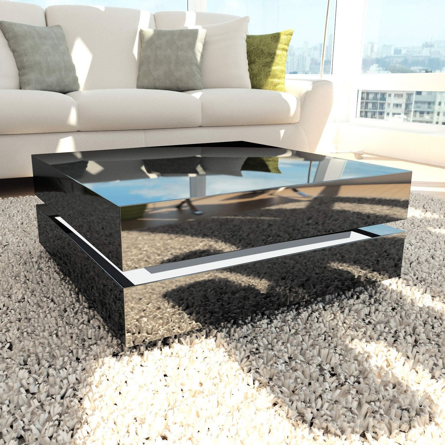 High Gloss Black Coffee Tables Regarding Current Tiffany Black High Gloss Cubic Led Coffee Table – Furniture (View 4 of 15)