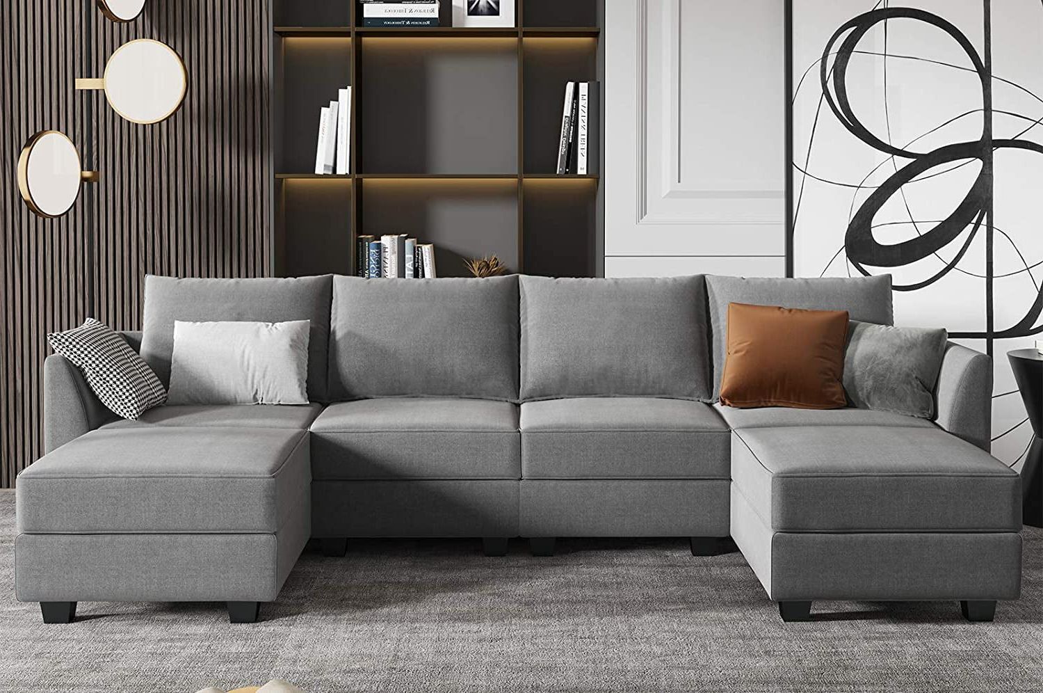 Honbay Modular Sectional Sofa U Shaped Couch With Reversible Chaise Inside Trendy Modern U Shape Sectional Sofas In Gray (View 3 of 15)