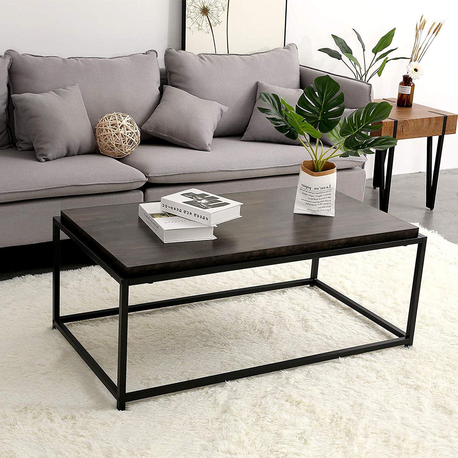 Ivinta Wood Coffee Table Modern Industrial Space Saving Couch Living Pertaining To Well Liked Espresso Wood Finish Coffee Tables (View 5 of 15)