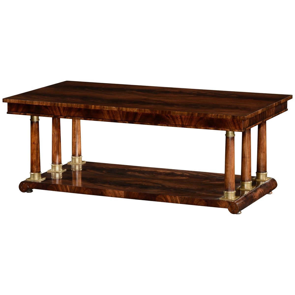 Jonathan Charles Mahogany Biedermeier Style Rectangular Coffee Table Inside Favorite Rectangular Coffee Tables With Pedestal Bases (View 14 of 15)