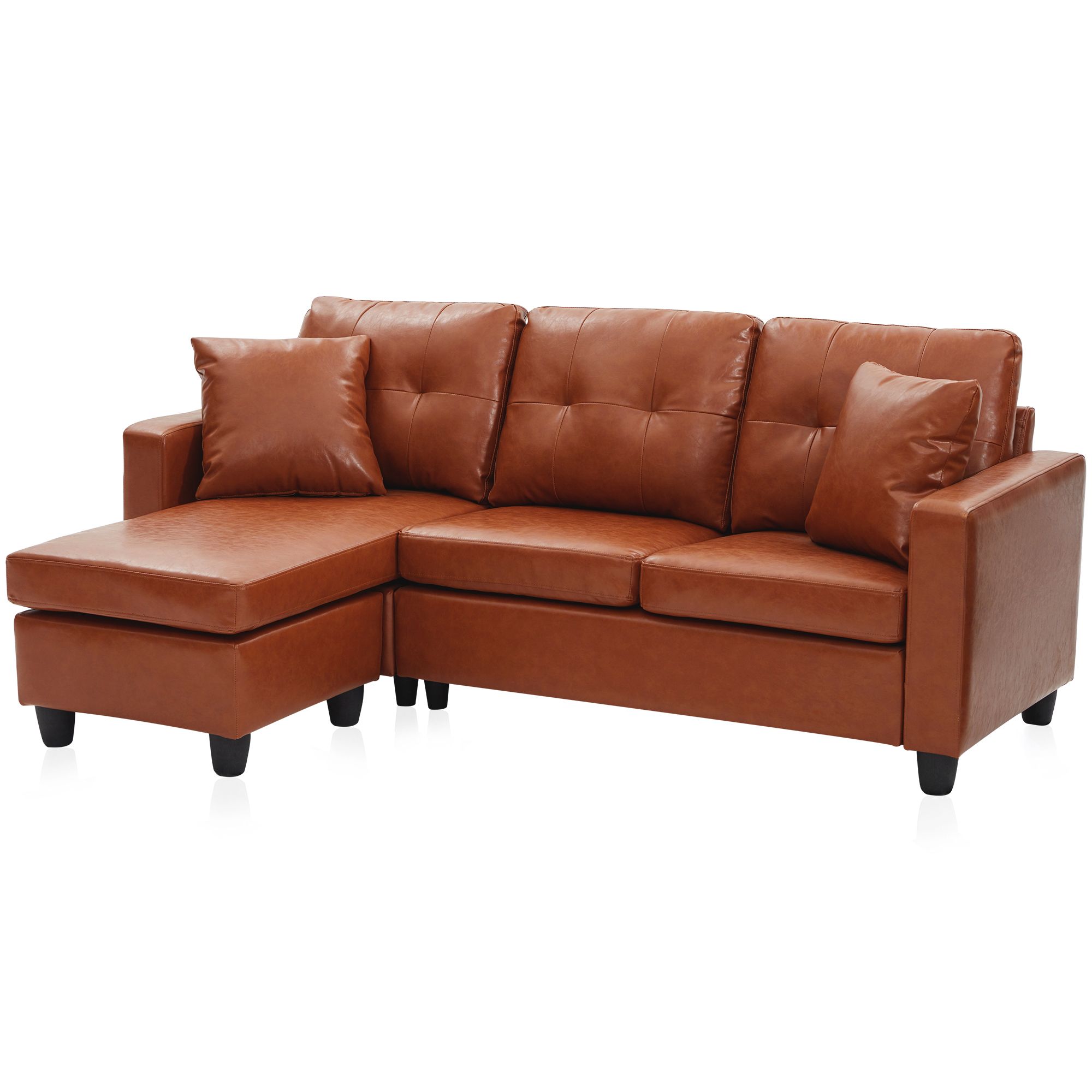 L Shape Couches With Reversible Chaises Throughout Most Recently Released Linen/ Faux Leather Sectional Sofa, L Shaped Couch 3 Seat W/ Reversible (Photo 8 of 15)