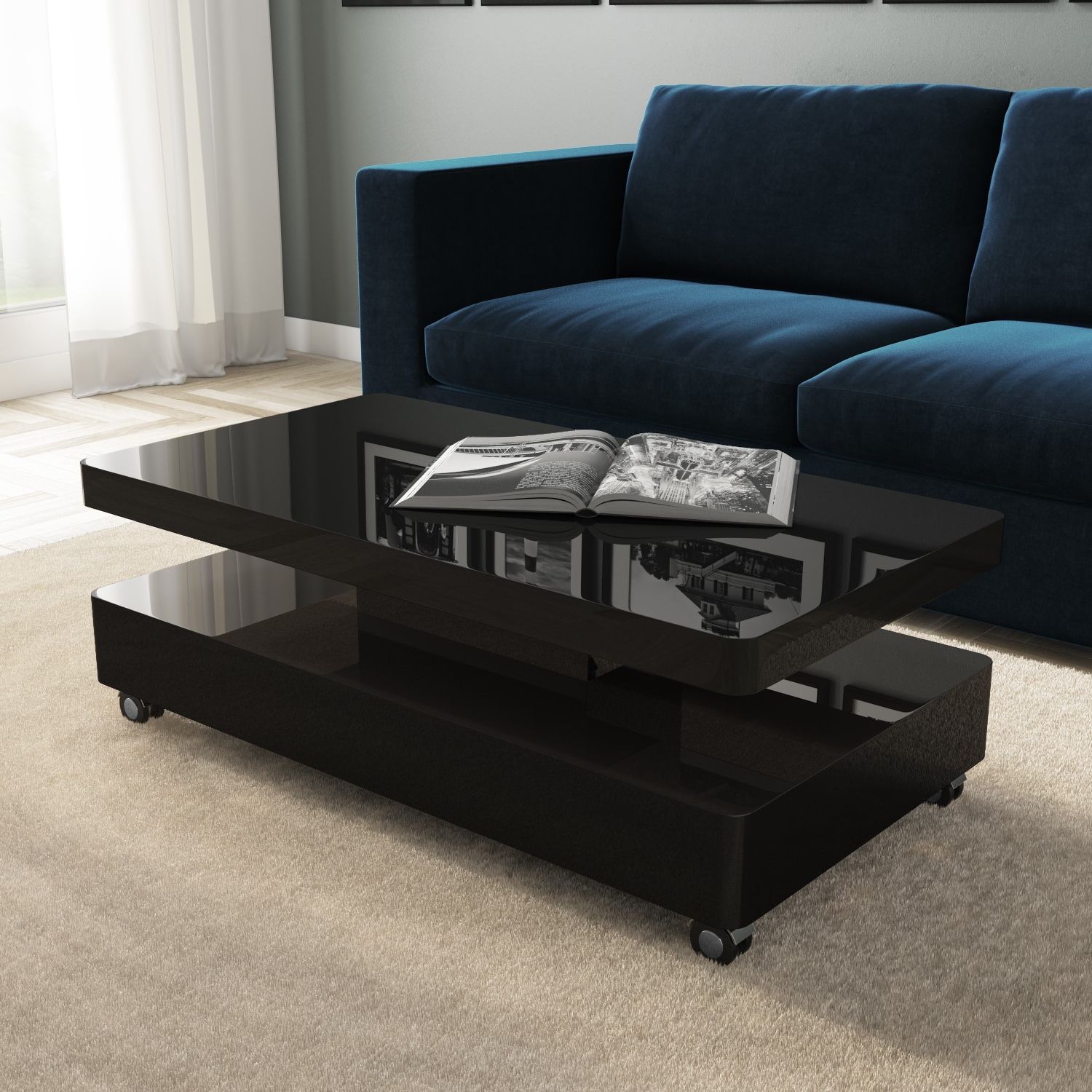 Large Rectangular Black Gloss Led Coffee Table – Tiffany – Furniture123 Throughout Famous Rectangular Led Coffee Tables (View 3 of 15)