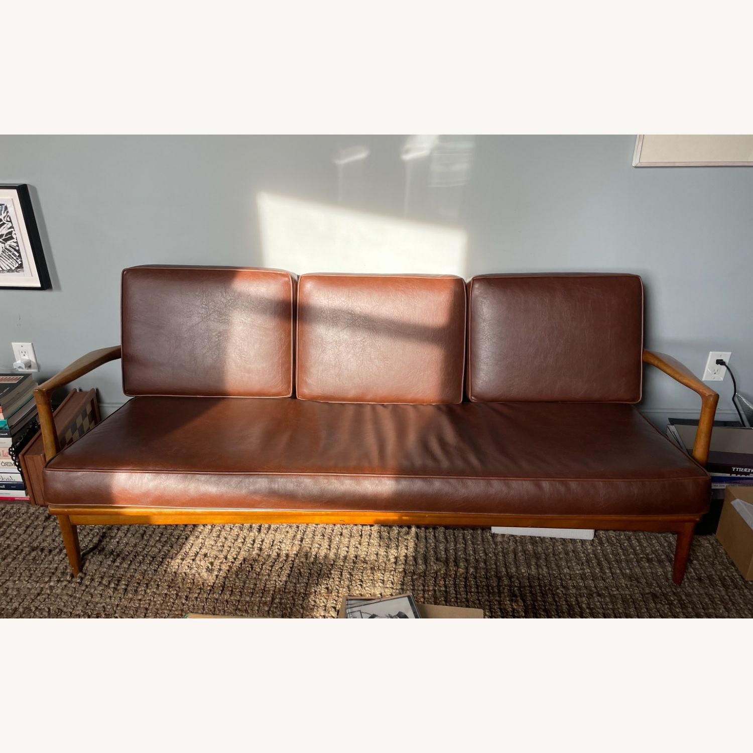 Latest Mid Century 3 Seat Couches Intended For Selig Mid Century Danish Walnut 3 Seater Sofa – Aptdeco (View 5 of 15)
