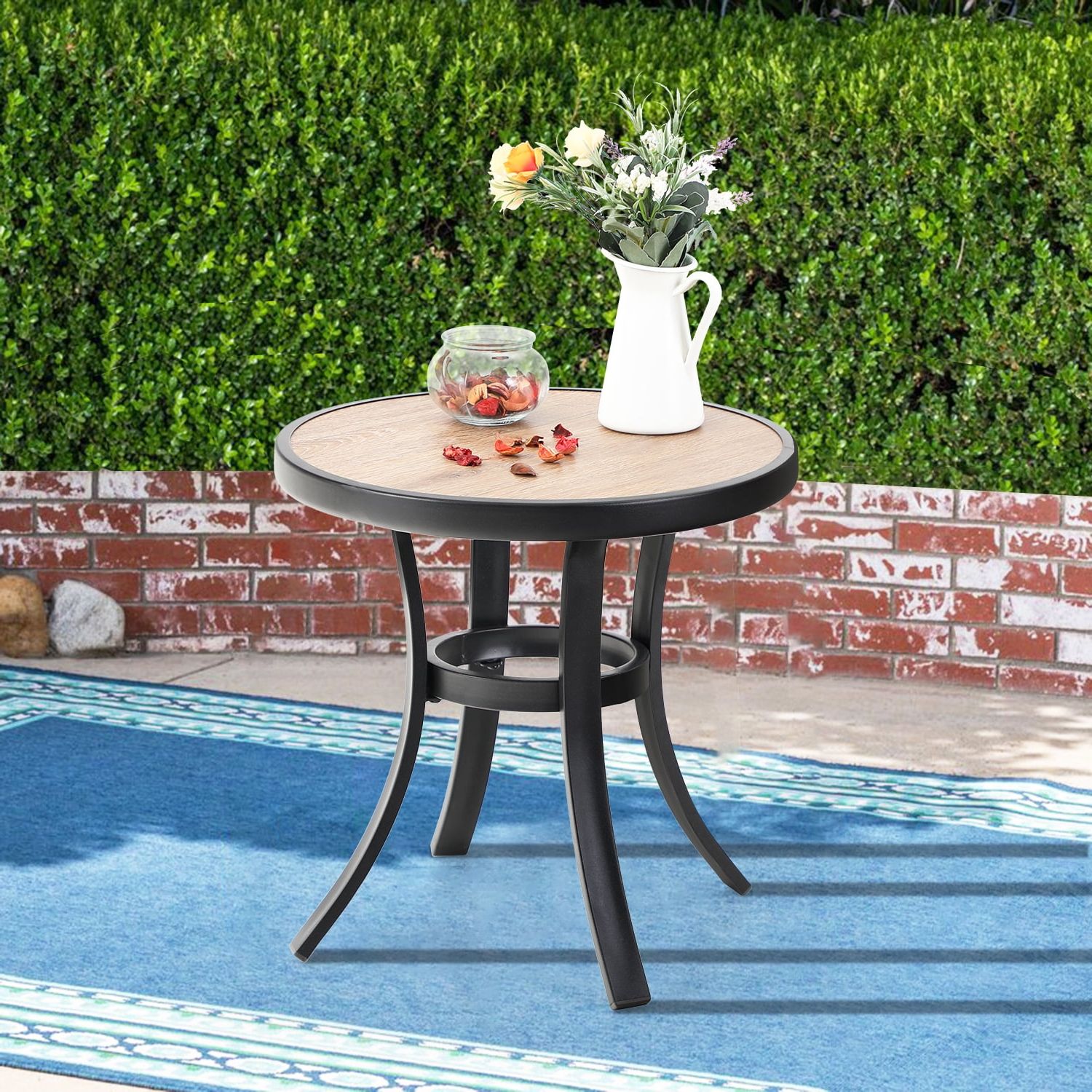 Latest Modern Outdoor Patio Coffee Tables Throughout Mf Studio 19 Inches Bistro Side Table, Outdoor Coffee Table Wooden Like (Photo 8 of 15)