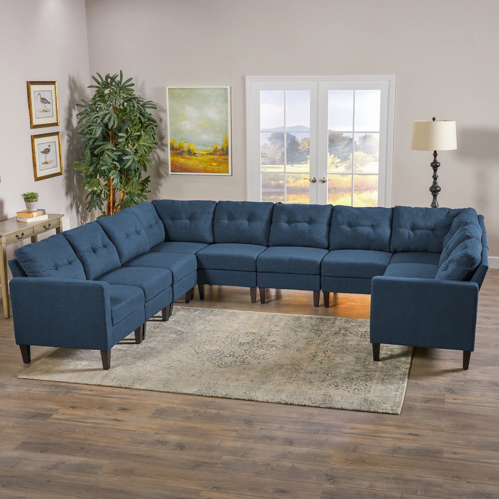 Latest Niya Mid Century Modern 10 Piece Fabric U Shaped Sectional Sofa – Gdf Regarding Modern U Shape Sectional Sofas In Gray (View 14 of 15)