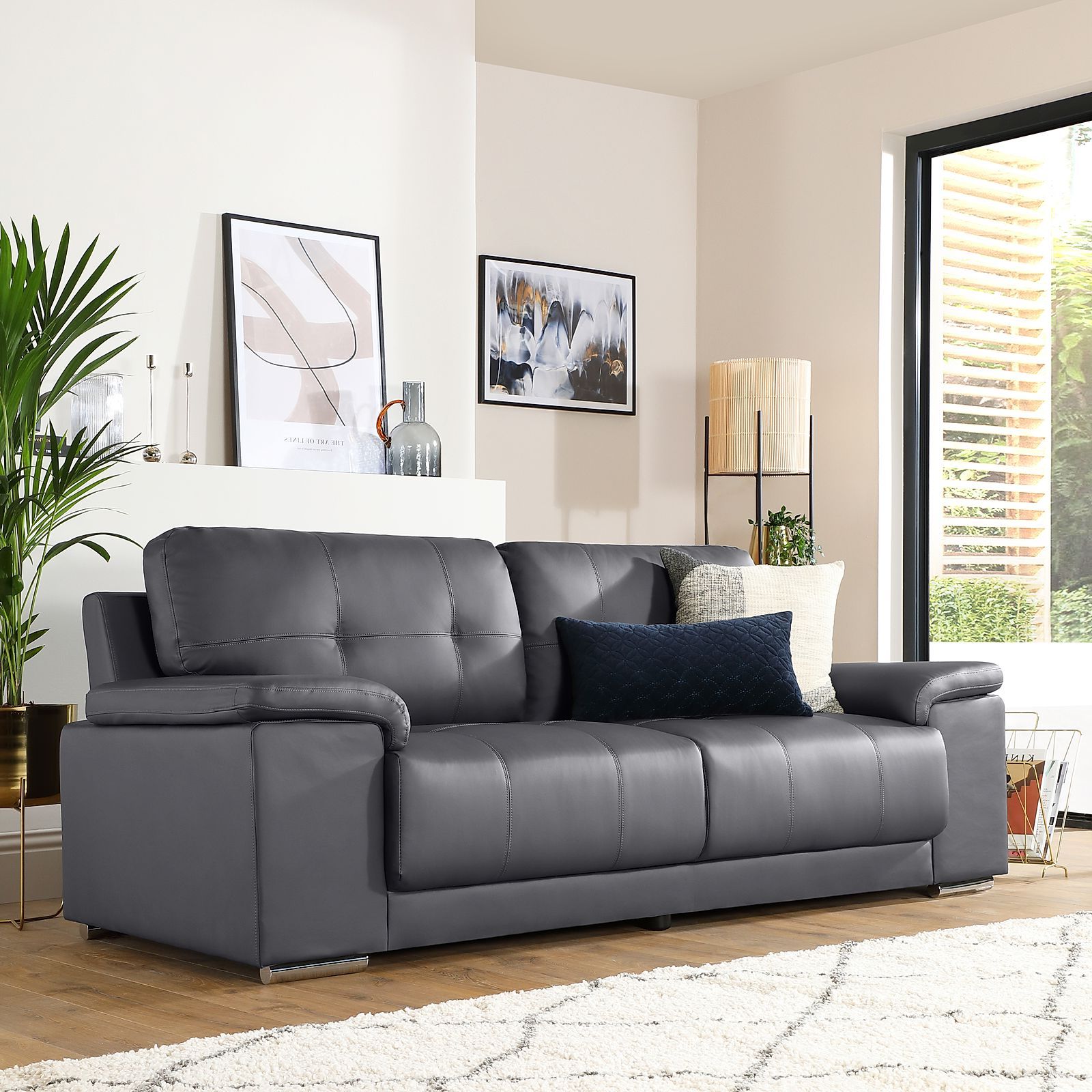 Latest Sofas In Dark Gray For Kansas Grey Leather 3 Seater Sofa (View 13 of 15)
