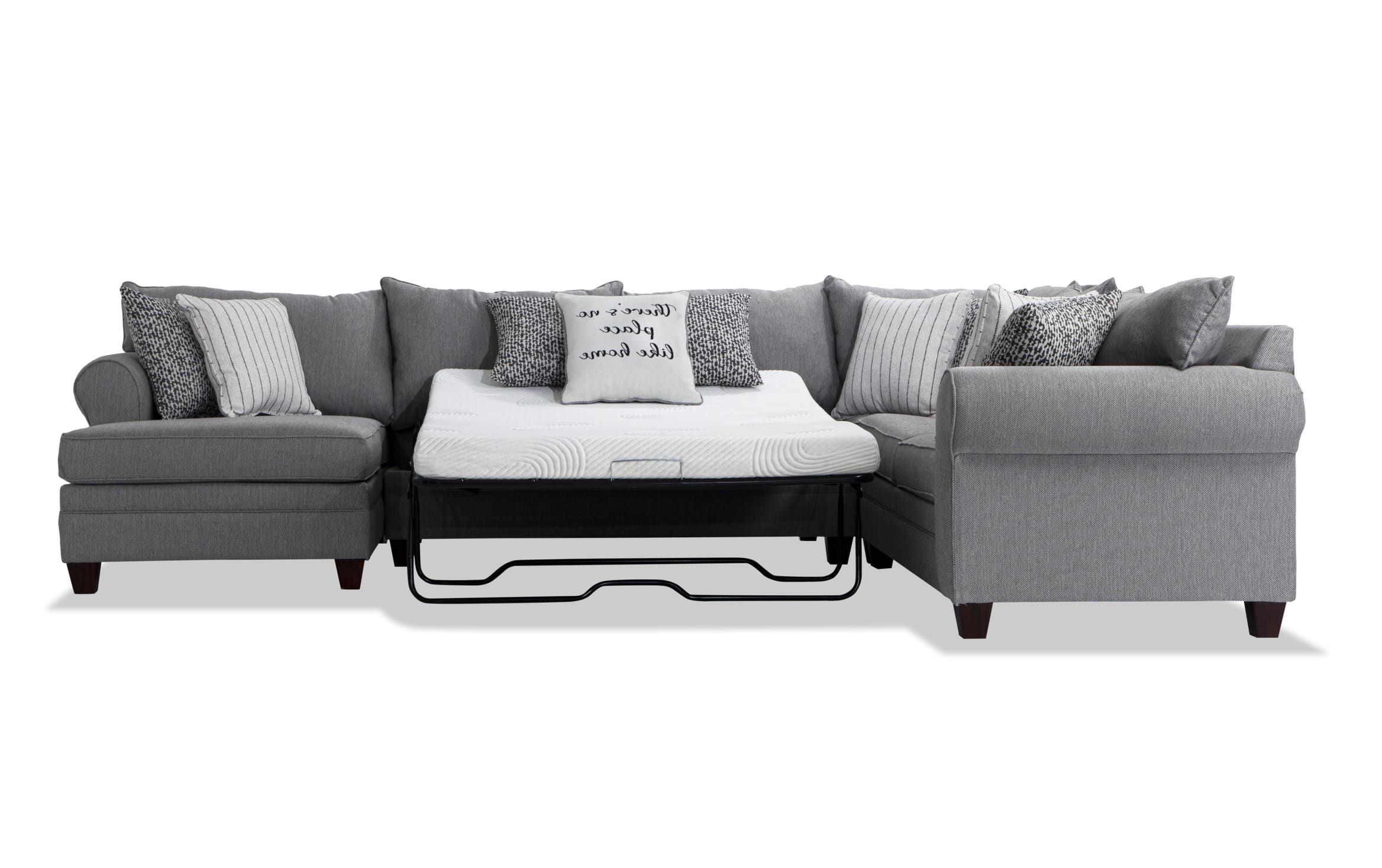 Laurel Gray 4 Piece Bob O Pedic Left Arm Facing Sleeper Sectional Pertaining To Preferred Left Or Right Facing Sleeper Sectionals (View 7 of 15)