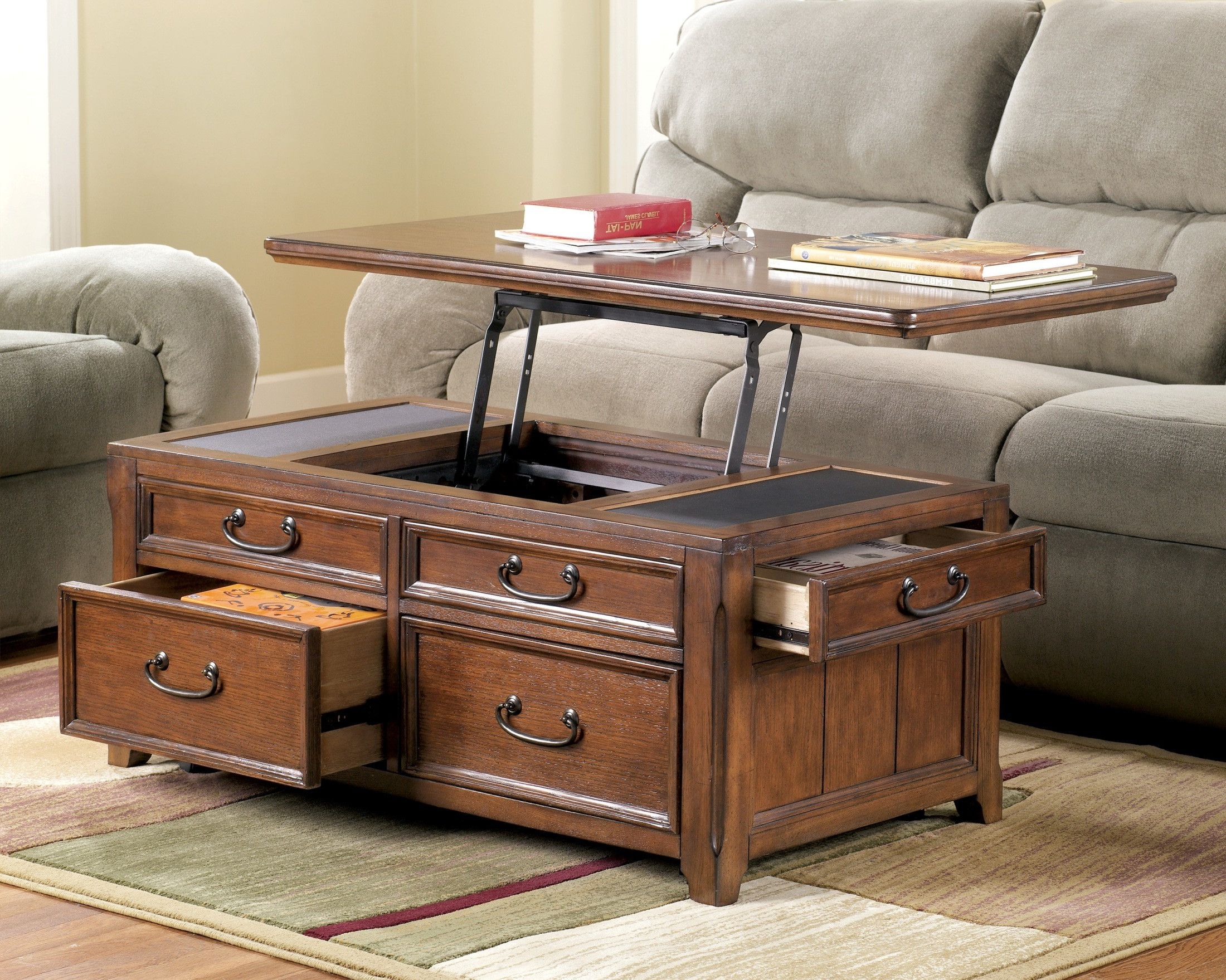 Lift Top Coffee Tables With Storage Inside Most Popular Woodboro Rectangular Lift Top Cocktail Table From Ashley (t478 20 (Photo 14 of 15)
