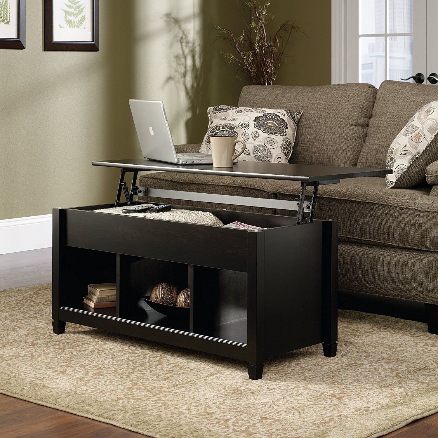 Lift Top Coffee Tables With Storage Pertaining To Fashionable Zimtown Lift Up Top Coffee Table With Hidden Compartment End Rectangle (Photo 3 of 15)