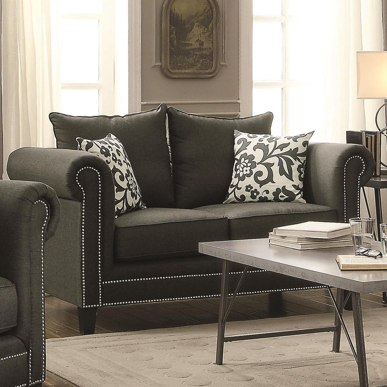 Light Charcoal Linen Sofas Throughout Well Known Beatrice Charcoal Linen Sofa And Loveseat – Cb Furniture (View 4 of 15)