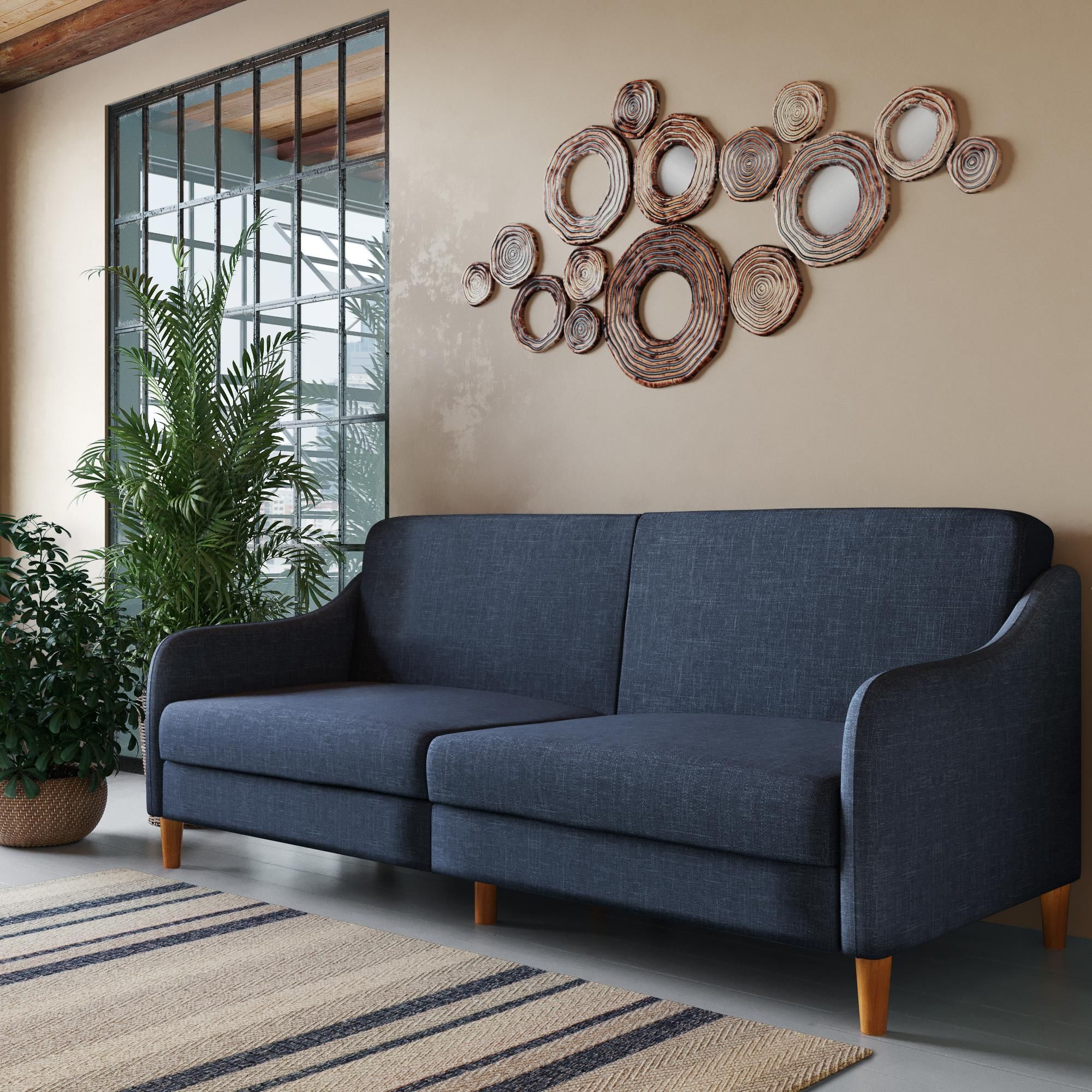 Living Room Throughout Most Popular Navy Linen Coil Sofas (View 7 of 15)