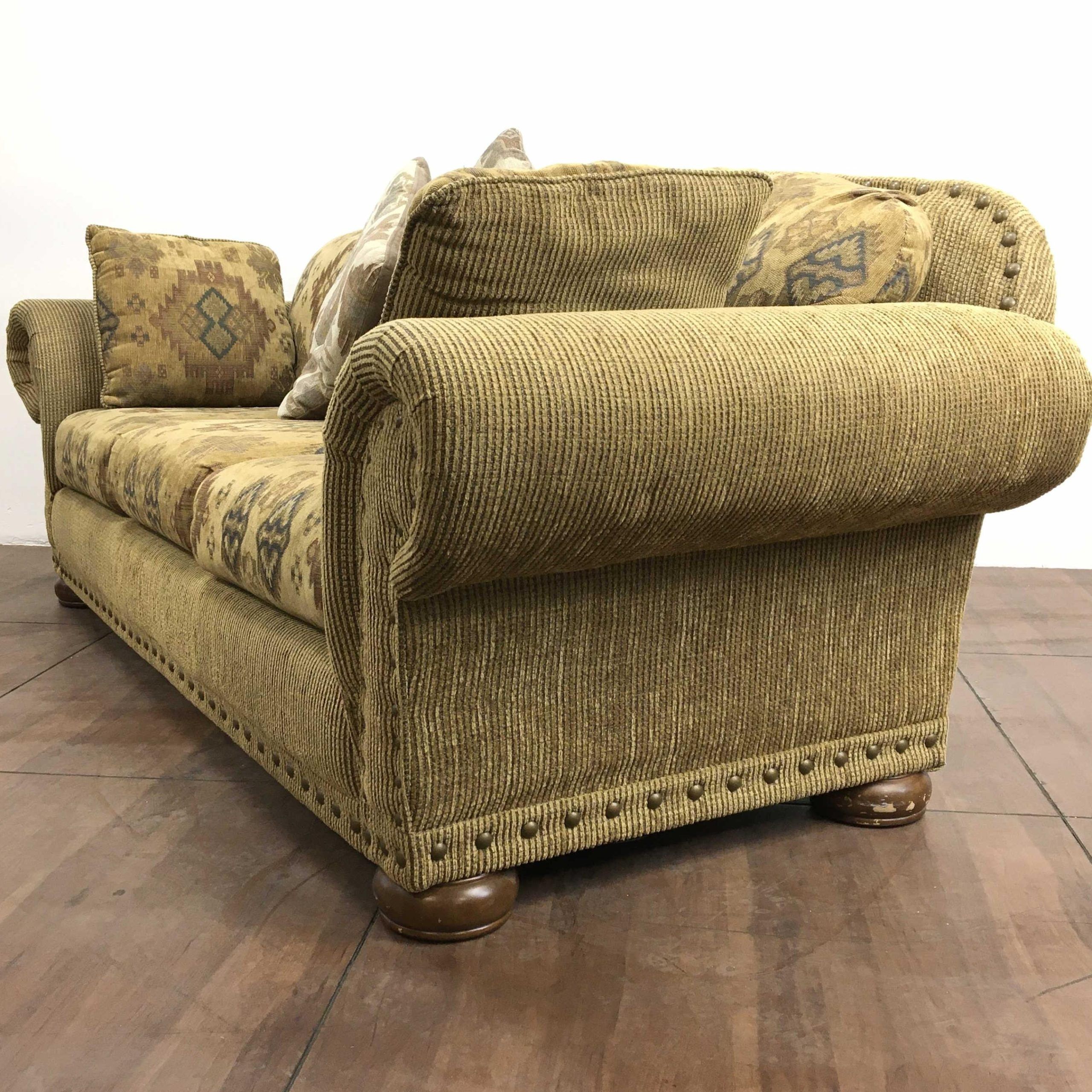 Lot – Traditional Southwestern Style Pillowback Sofa Inside Most Recent Sofas With Pillowback Wood Bases (View 8 of 15)