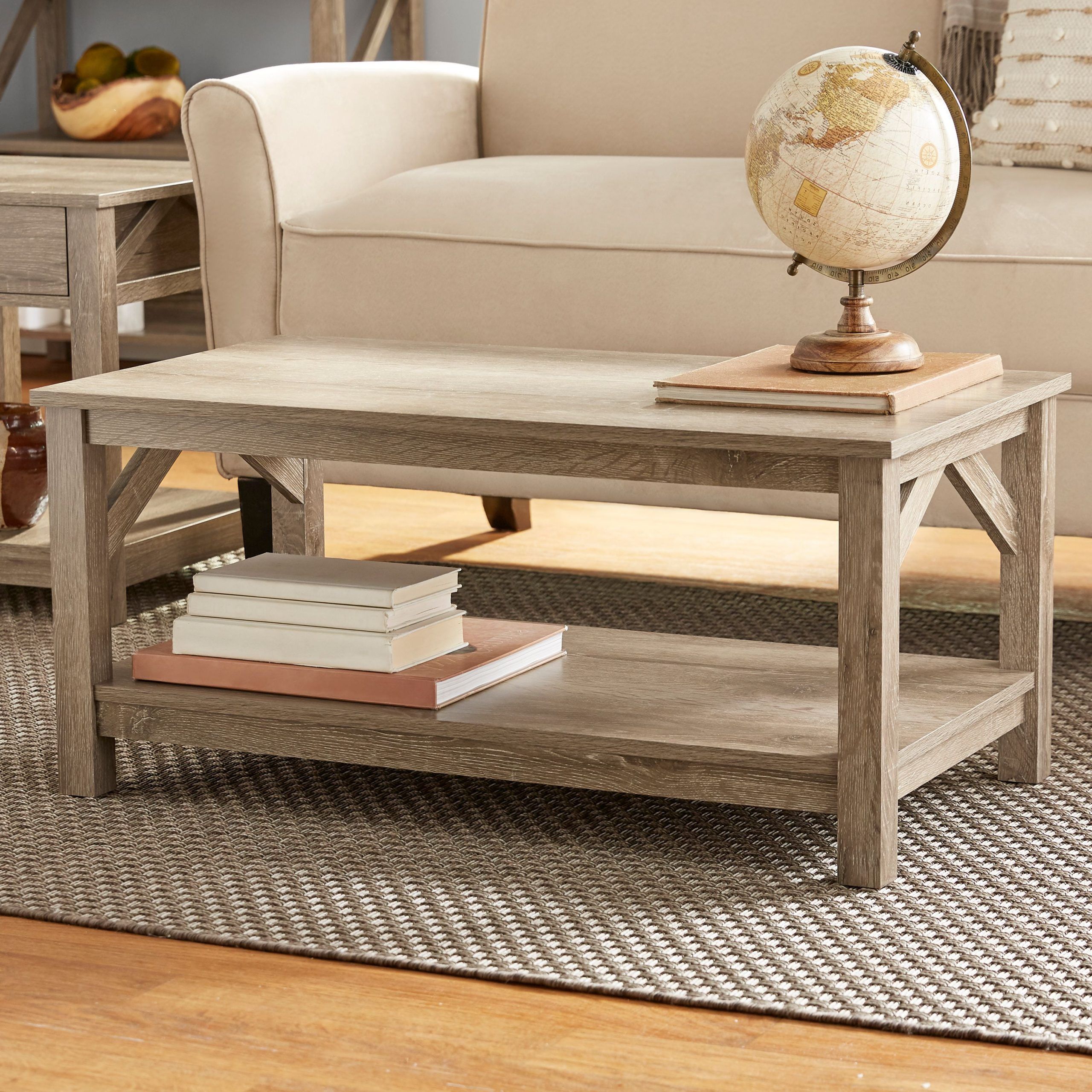 Mainstays Aston Mills Rustic Farmhouse Coffee Table, Rustic Brown With Fashionable Living Room Farmhouse Coffee Tables (View 12 of 15)