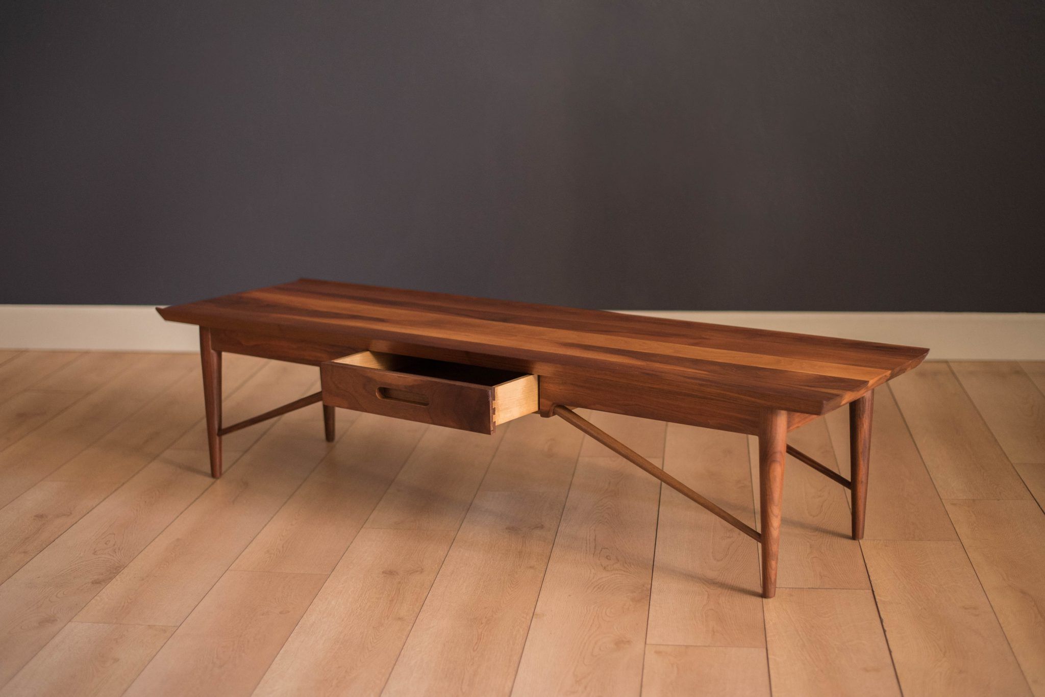 Mid Century Heritage Henredon Solid Walnut Coffee Table – Mid Century With Regard To Most Recent Wooden Mid Century Coffee Tables (View 2 of 15)