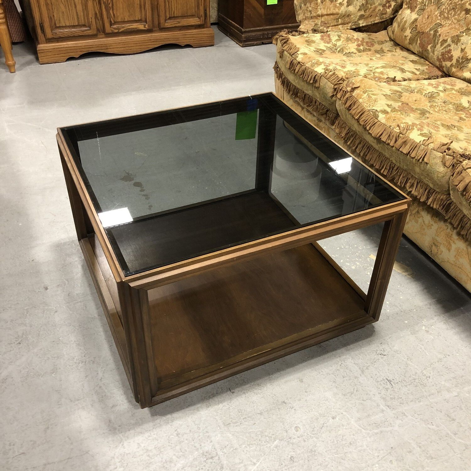 Mid Century Square Wooden Coffee Table W/smoked Glass Throughout Most Recently Released Wooden Mid Century Coffee Tables (Photo 12 of 15)