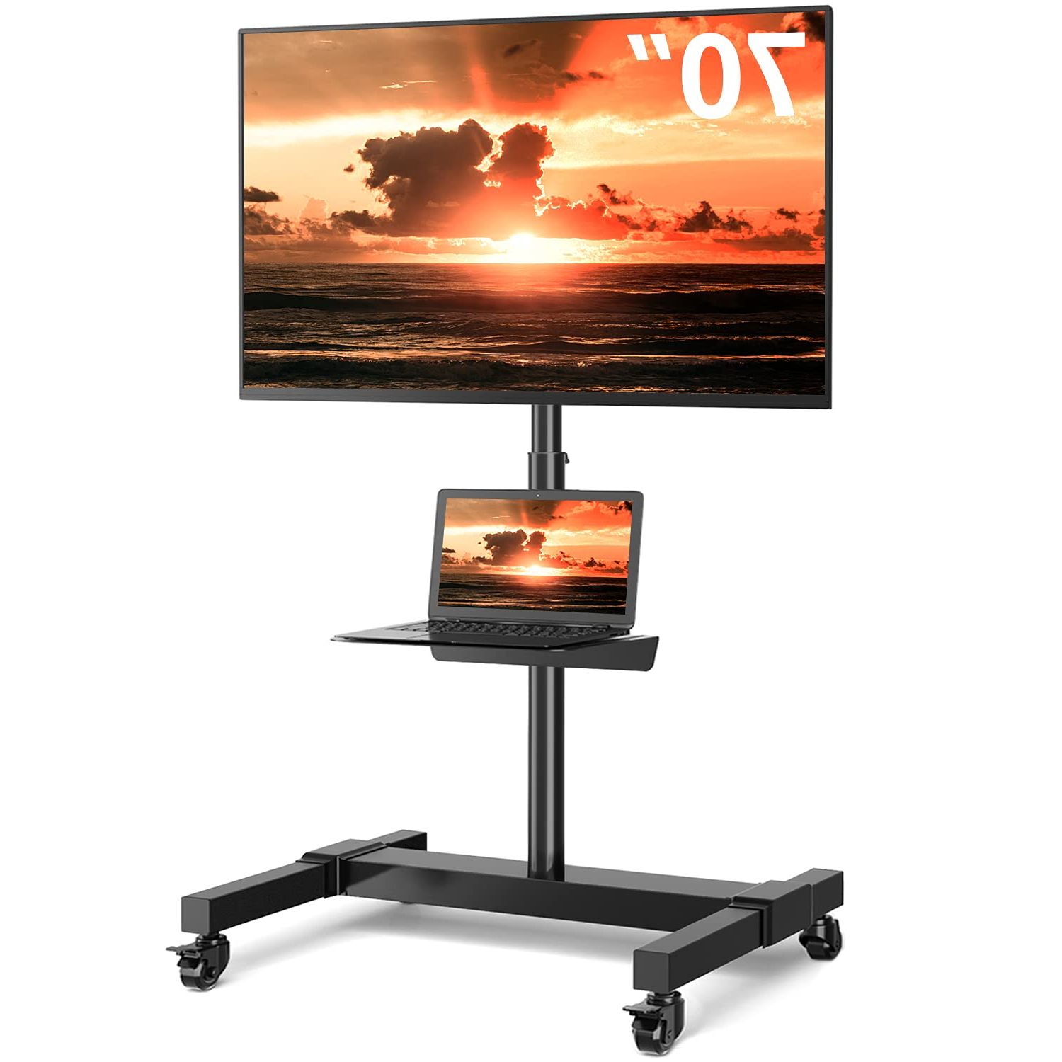 Mobile Tilt Rolling Tv Stands Pertaining To Popular 5rcom Large Rolling Tv Stand Portable Monitor Stand For 32 70 Inch Flat (View 13 of 15)