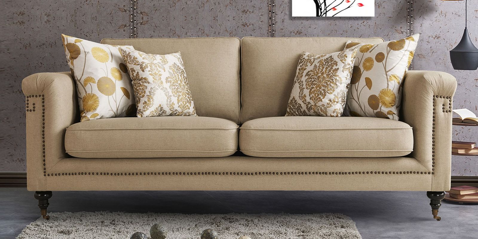 Modern 3 Seater Sofas Pertaining To Popular Buy Ankara 3 Seater Sofa In Beige Coloururban Living Online (View 6 of 15)