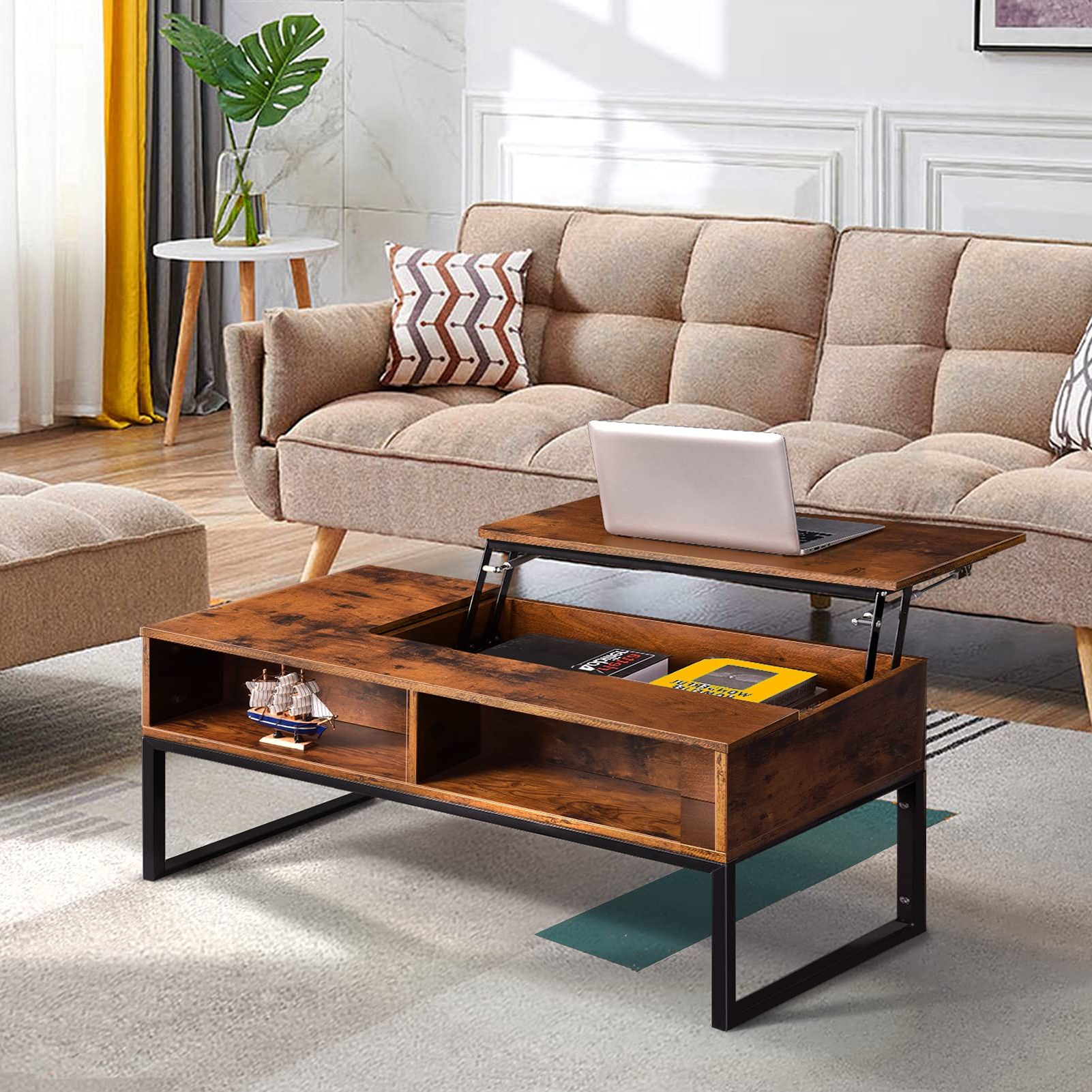 Modern Coffee Tables With Hidden Storage Compartments Intended For Current Houssem Modern Adjustable Lift Top Coffee Table With Hidden Compartment (View 4 of 15)