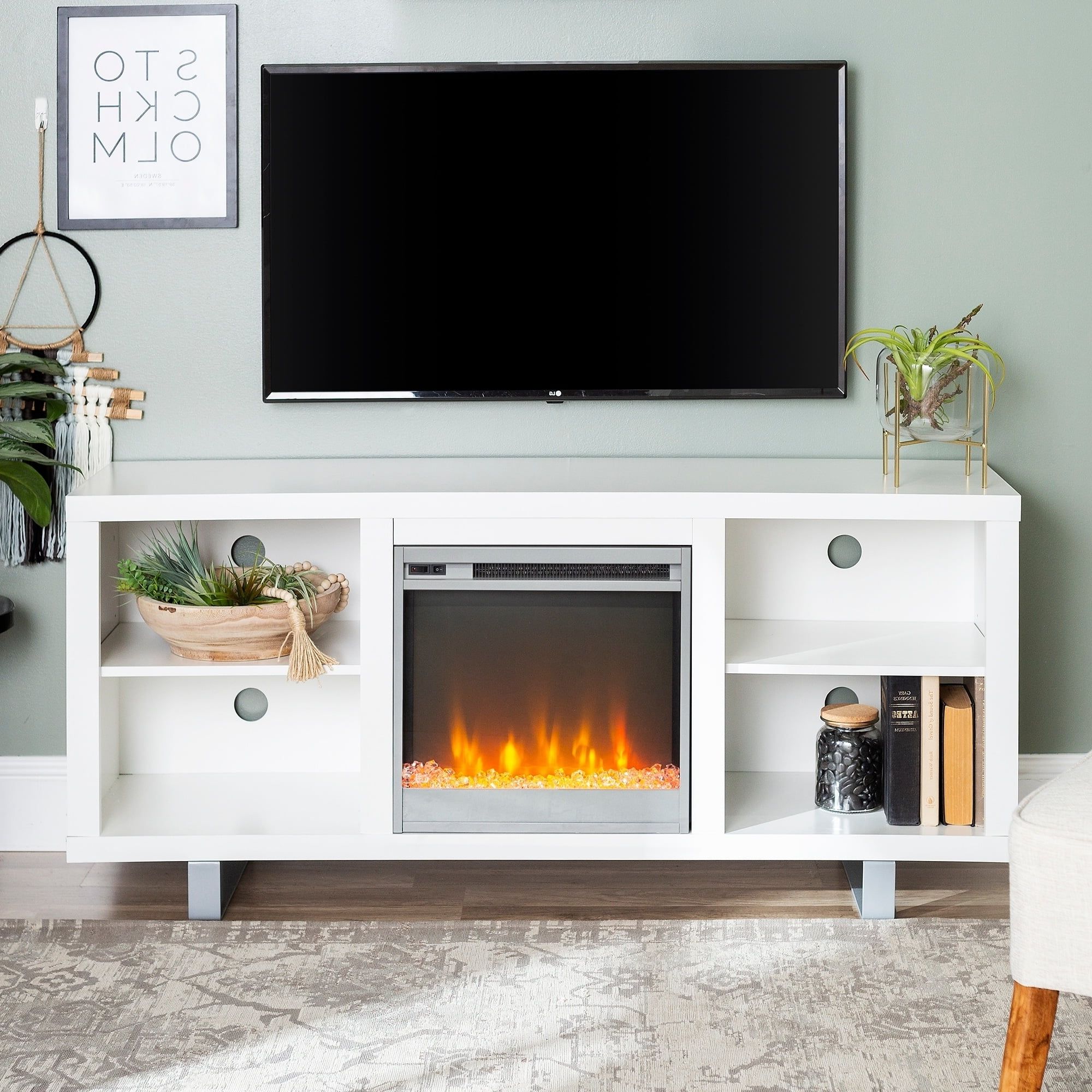 Modern Fireplace Tv Stands For Best And Newest Middlebrook Designs 58 Inch Modern Fireplace Tv Stand Console With Open (Photo 2 of 15)