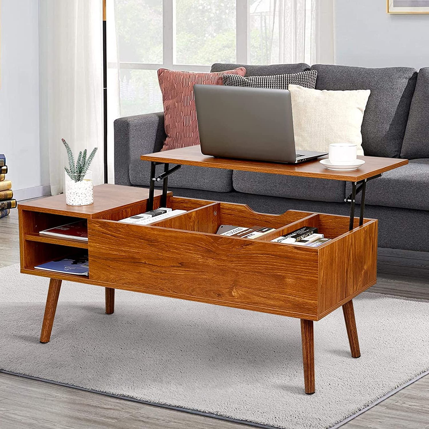 Modern Lift Top Coffee Table With Hidden Compartment Storage,adjustable Throughout 2019 Coffee Tables With Hidden Compartments (Photo 4 of 15)