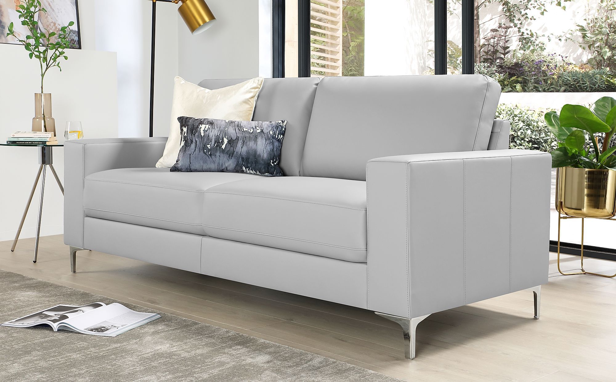 Modern Light Grey Loveseat Sofas Within Most Recently Released Baltimore Light Grey Leather 3 Seater Sofa (Photo 4 of 15)