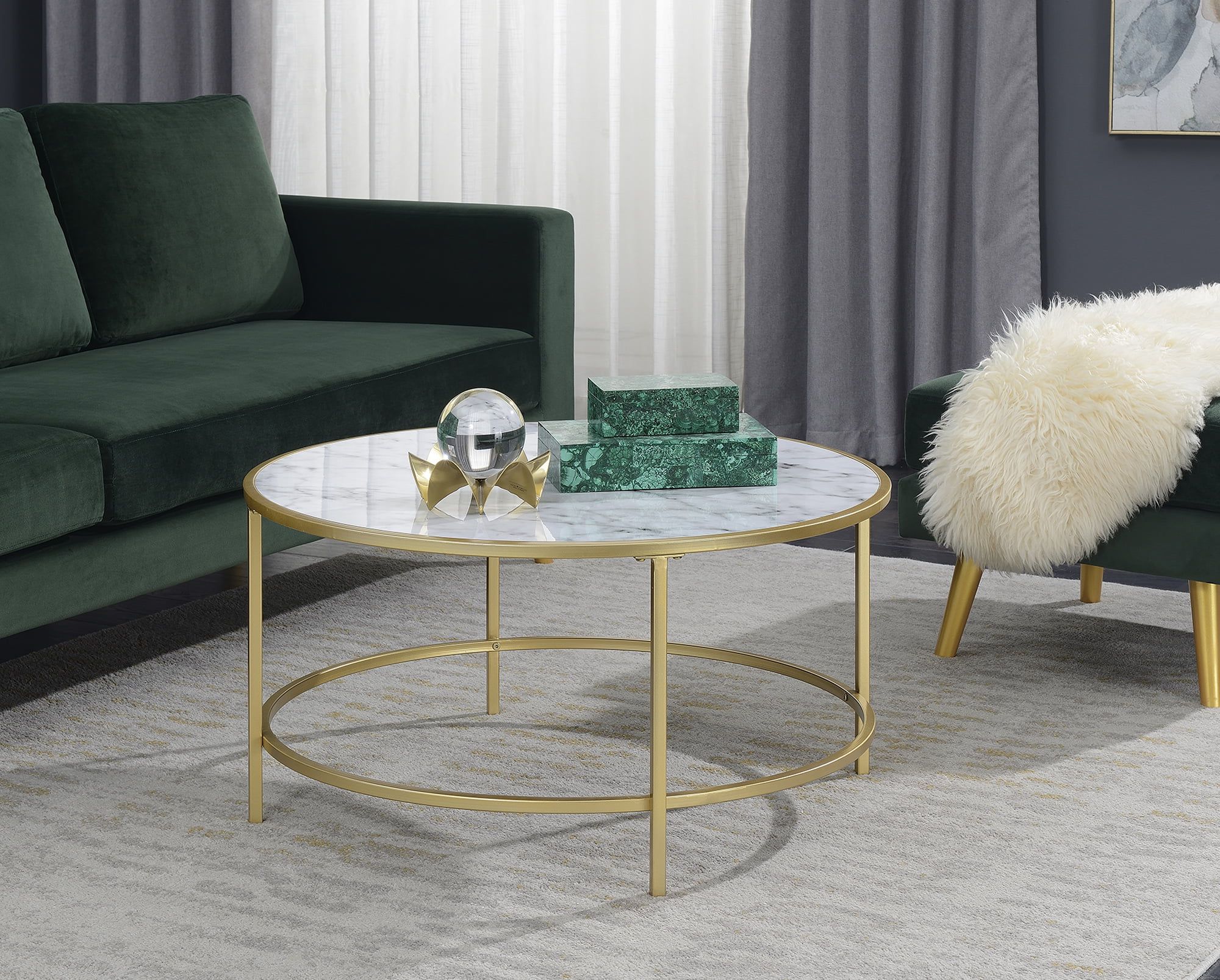 Modern Round Faux Marble Coffee Tables With Most Recent Convenience Concepts Gold Coast Faux Marble Round Coffee Table (Photo 12 of 15)