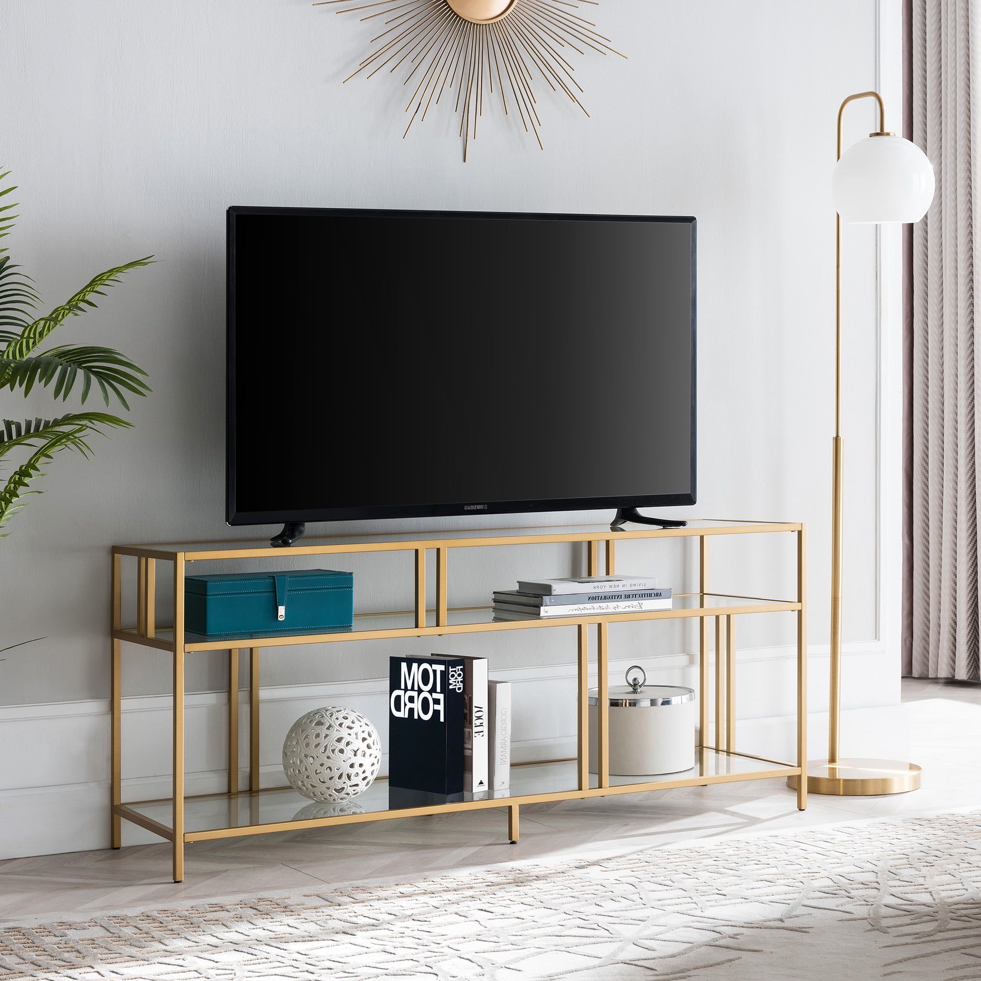 Modern Stands With Shelves Pertaining To Well Liked Modern Tv Media Cabinet Wood Tv Stand, Media Console With 4 Open (Photo 14 of 15)