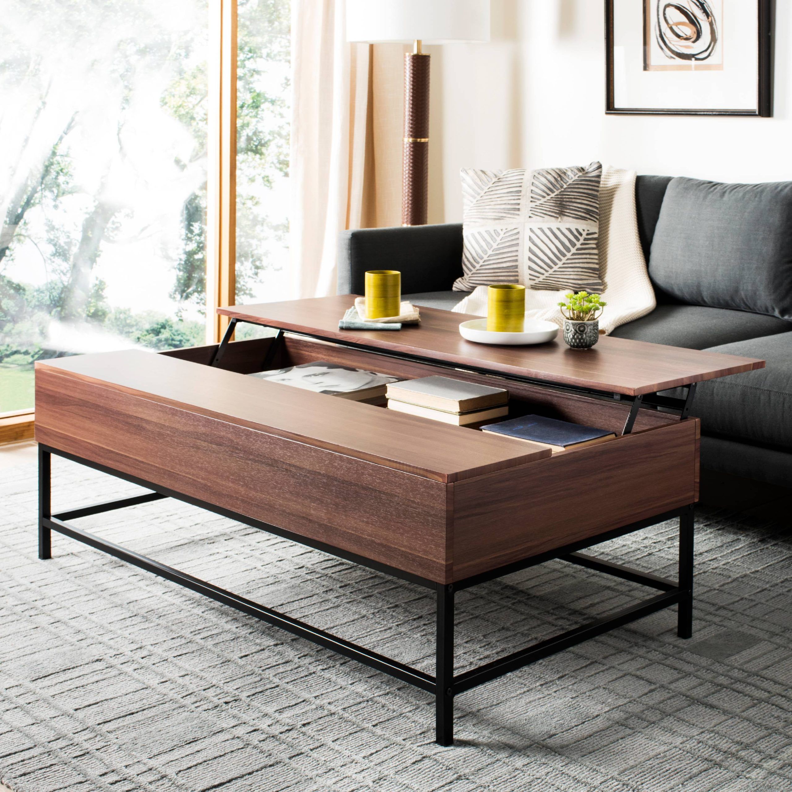 Modern Wooden Lift Top Tables For Most Recently Released Safavieh Gina Contemporary Lift Top Coffee Table With Storage – Walmart (View 10 of 15)