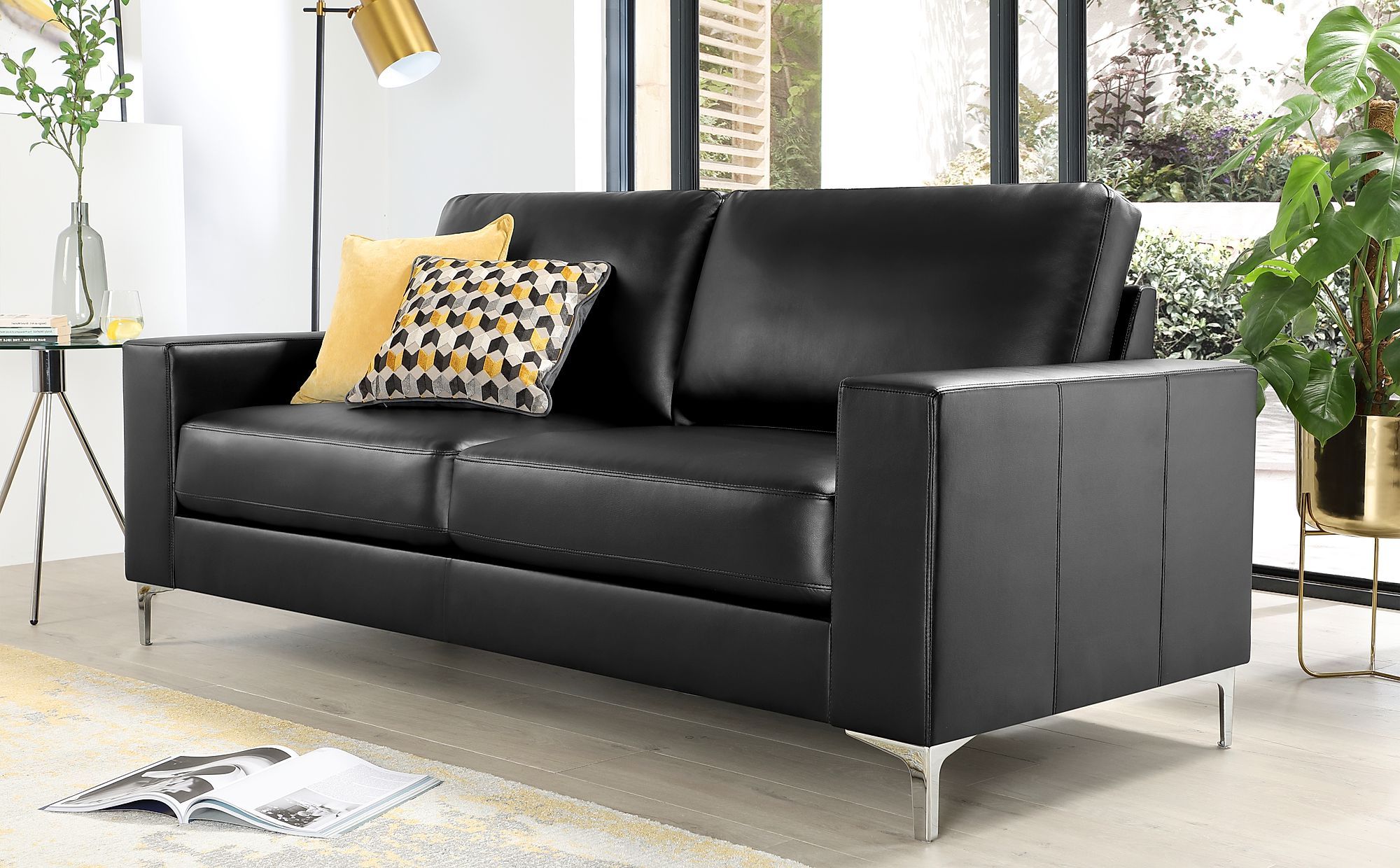 Most Current Baltimore Black Leather 3 Seater Sofa (View 4 of 15)