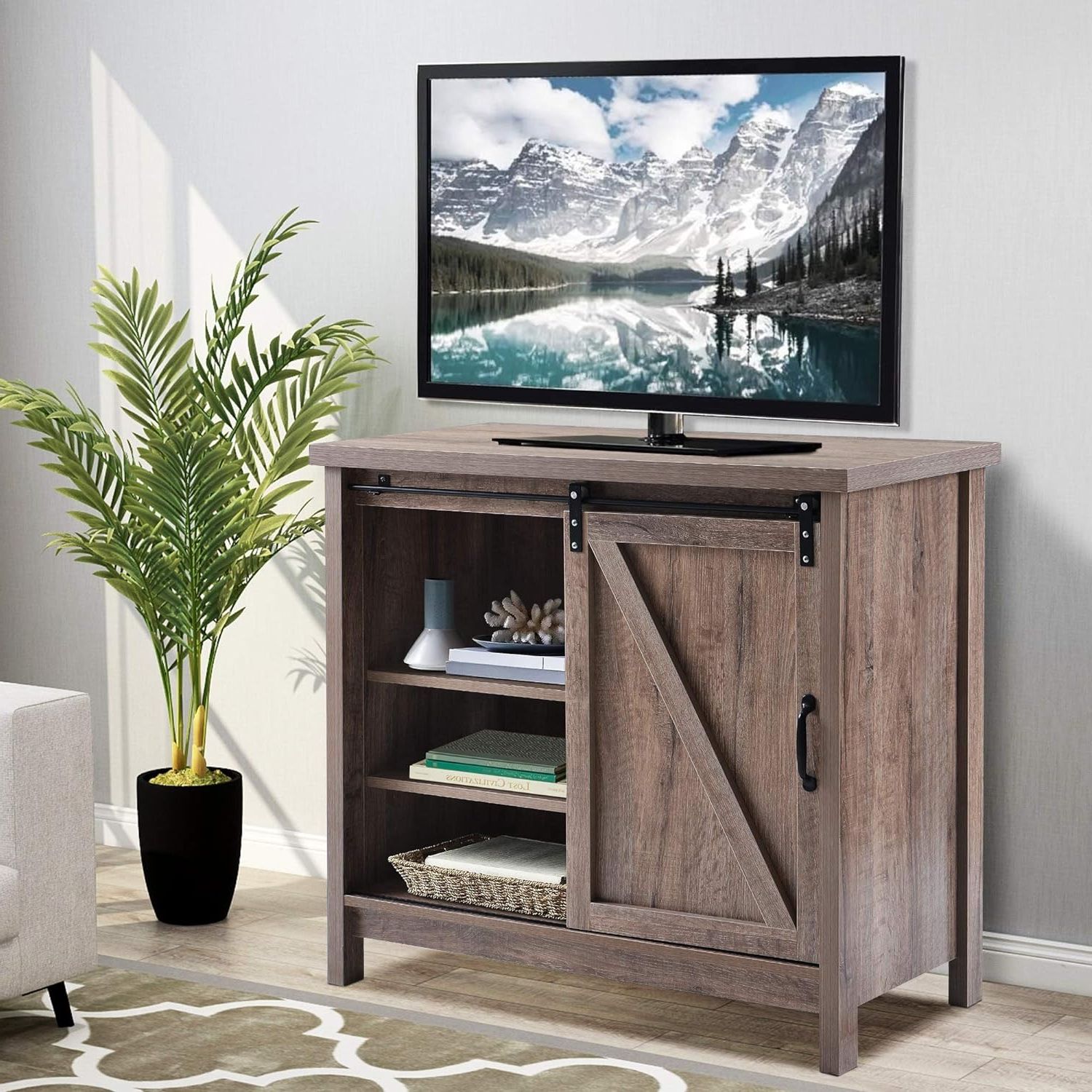 Most Current Cafe Tv Stands With Storage Throughout Amazon: Wood Tv Stand, 35.4 Inch Media Console Table With Storage (Photo 9 of 15)