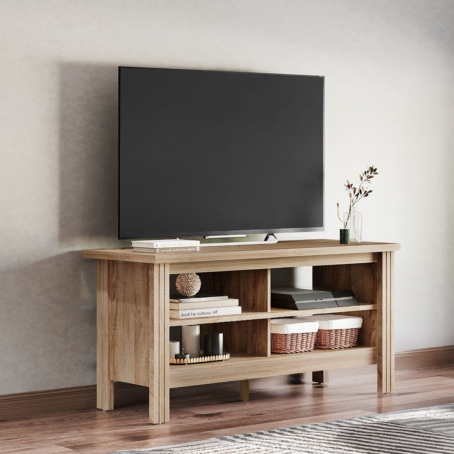 Most Current Farmhouse Tv Stands For 55 Inch Tv Wood Media Console Storage Cabinet Throughout Media Entertainment Center Tv Stands (View 10 of 15)