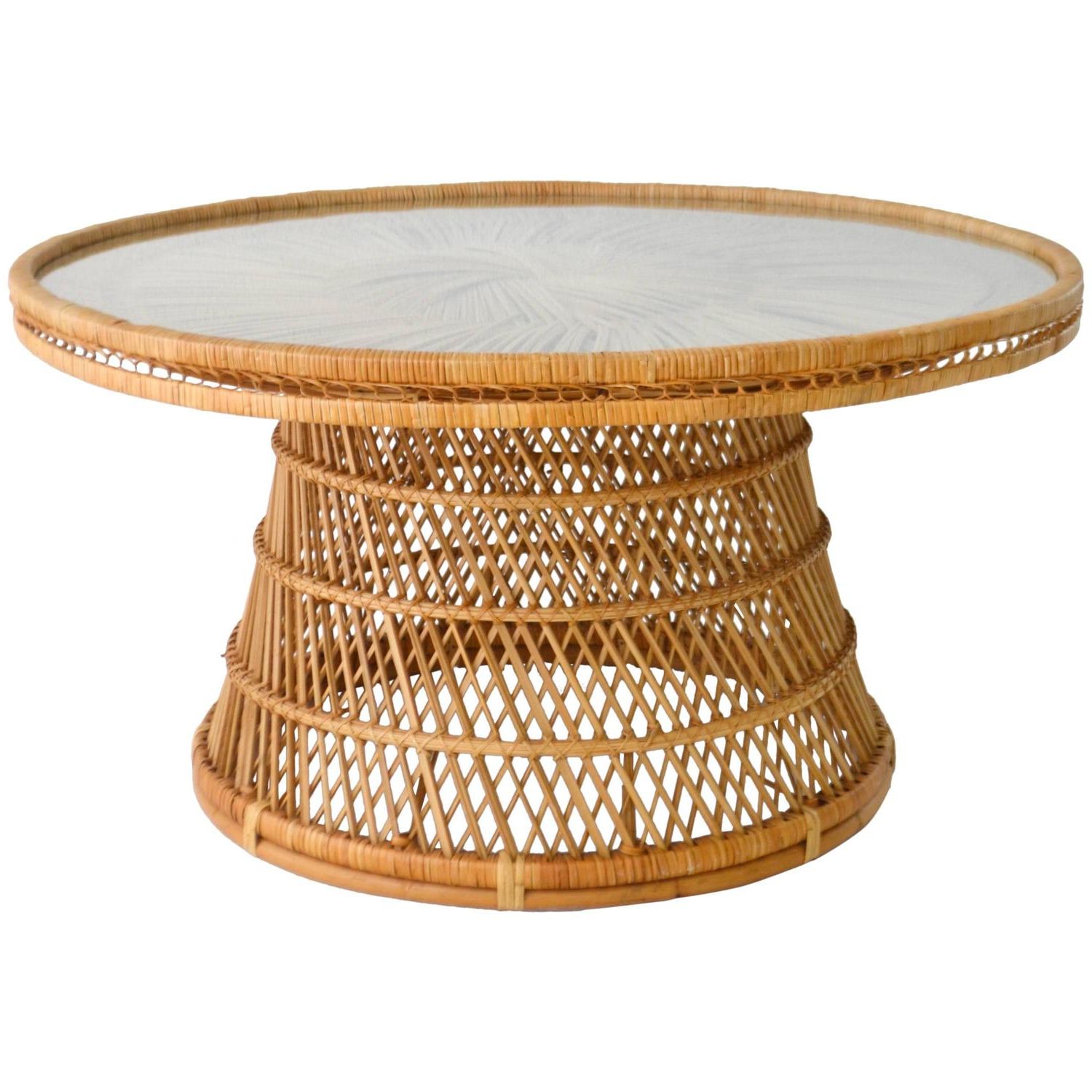 Most Current Rattan Coffee Tables For Mid Century Woven Rattan Coffee Table/cocktail Table For Sale At 1stdibs (View 9 of 15)