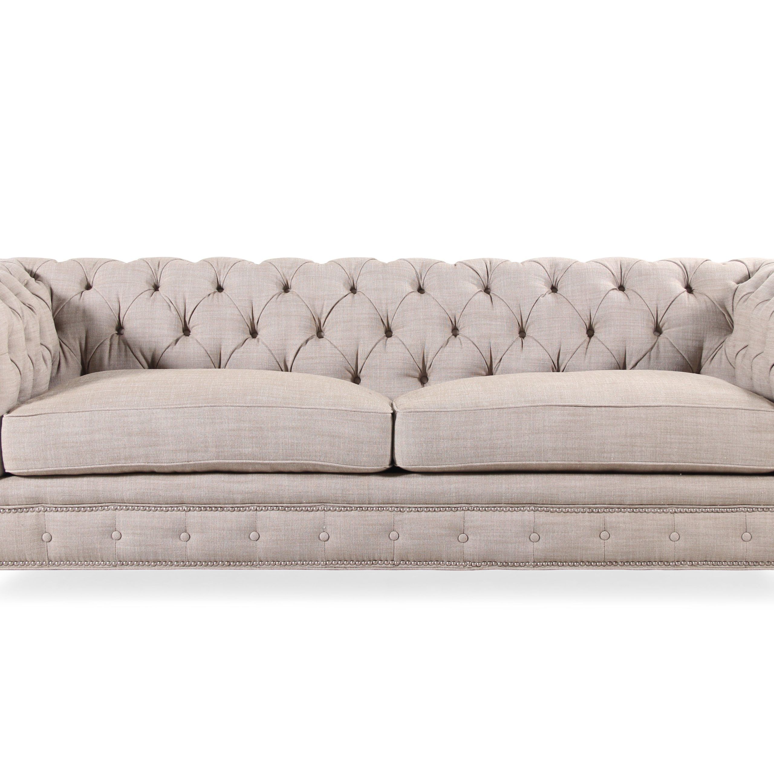 Most Current Sofas In Cream With Traditional Button Tufted 102" Sofa In Cream (View 4 of 15)