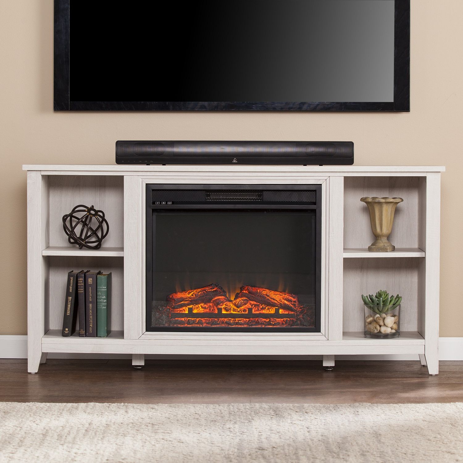 Most Popular Electric Fireplace Tv Stands Pertaining To 55 1/2" Parkdale Electric Fireplace Tv Stand – White (View 11 of 15)