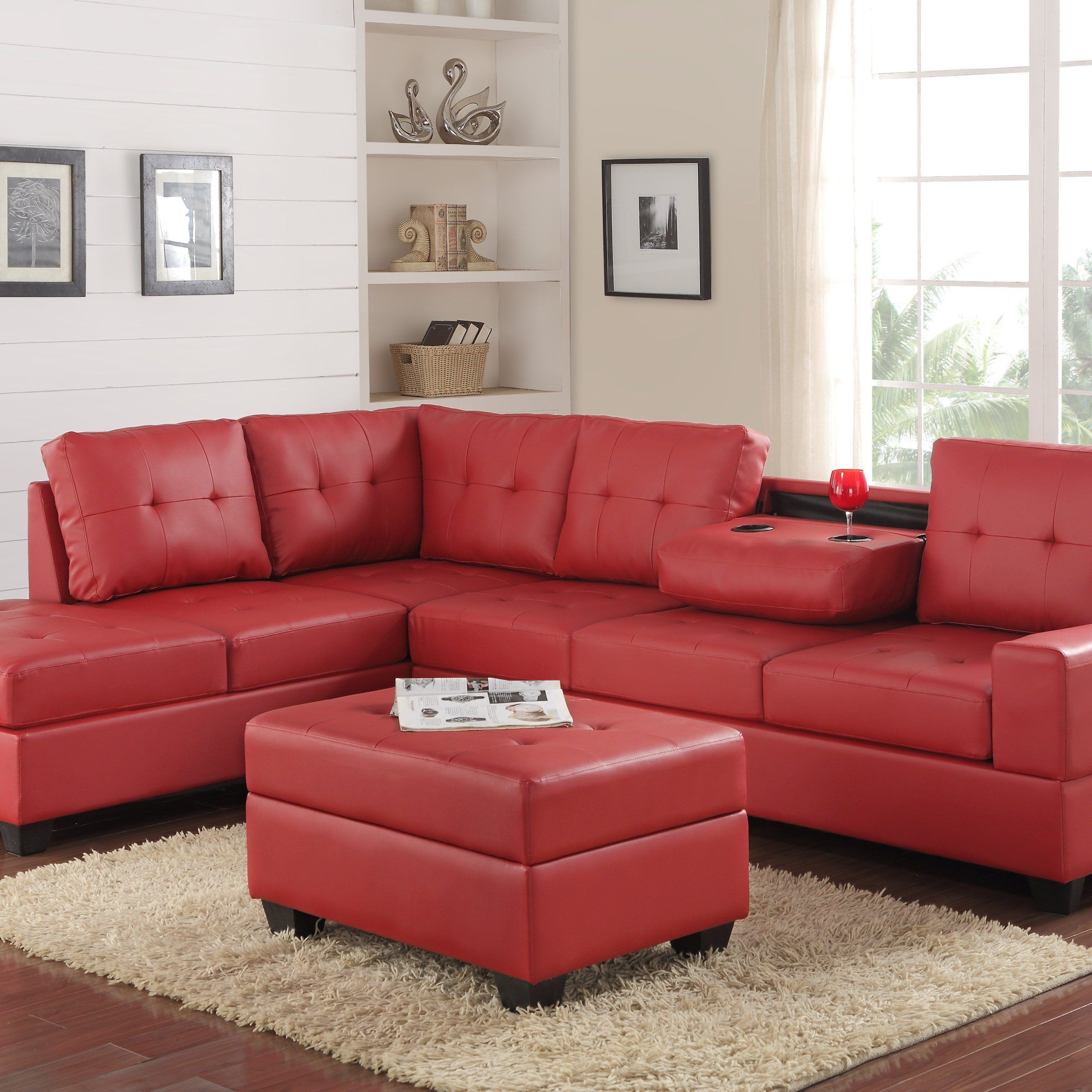 Most Popular Heights Faux Leather Reversible Sectional With Storage Ottoman Regarding Faux Leather Sectional Sofa Sets (View 9 of 15)
