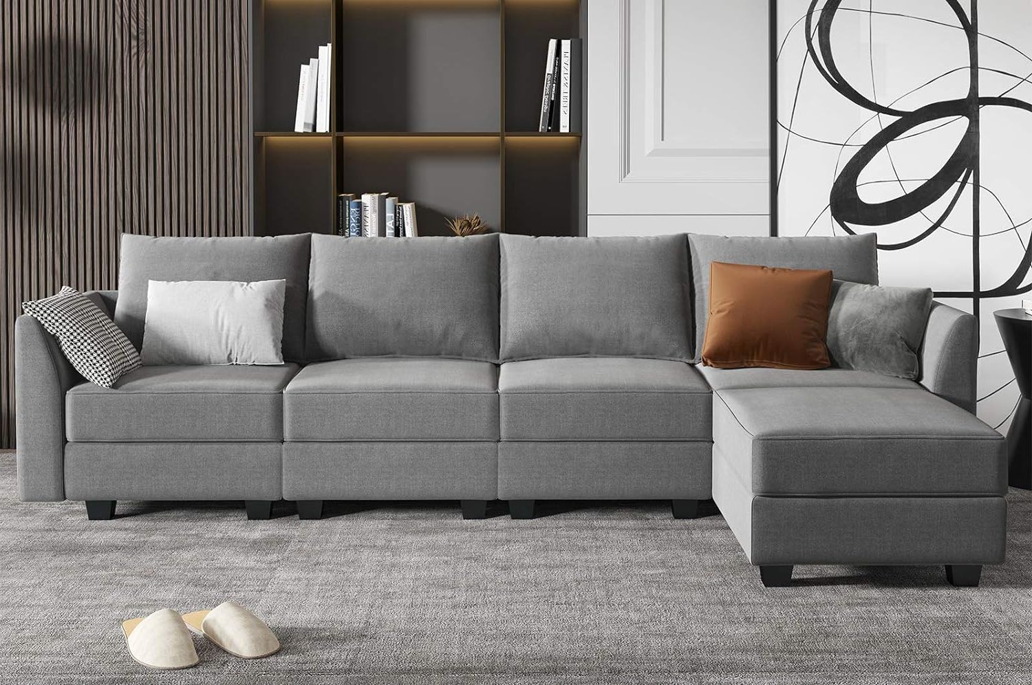 Most Popular L Shape Couches With Reversible Chaises Throughout Buy Honbay Grey Sectional Couch With Reversible Chaise Modern L Shape (Photo 11 of 15)