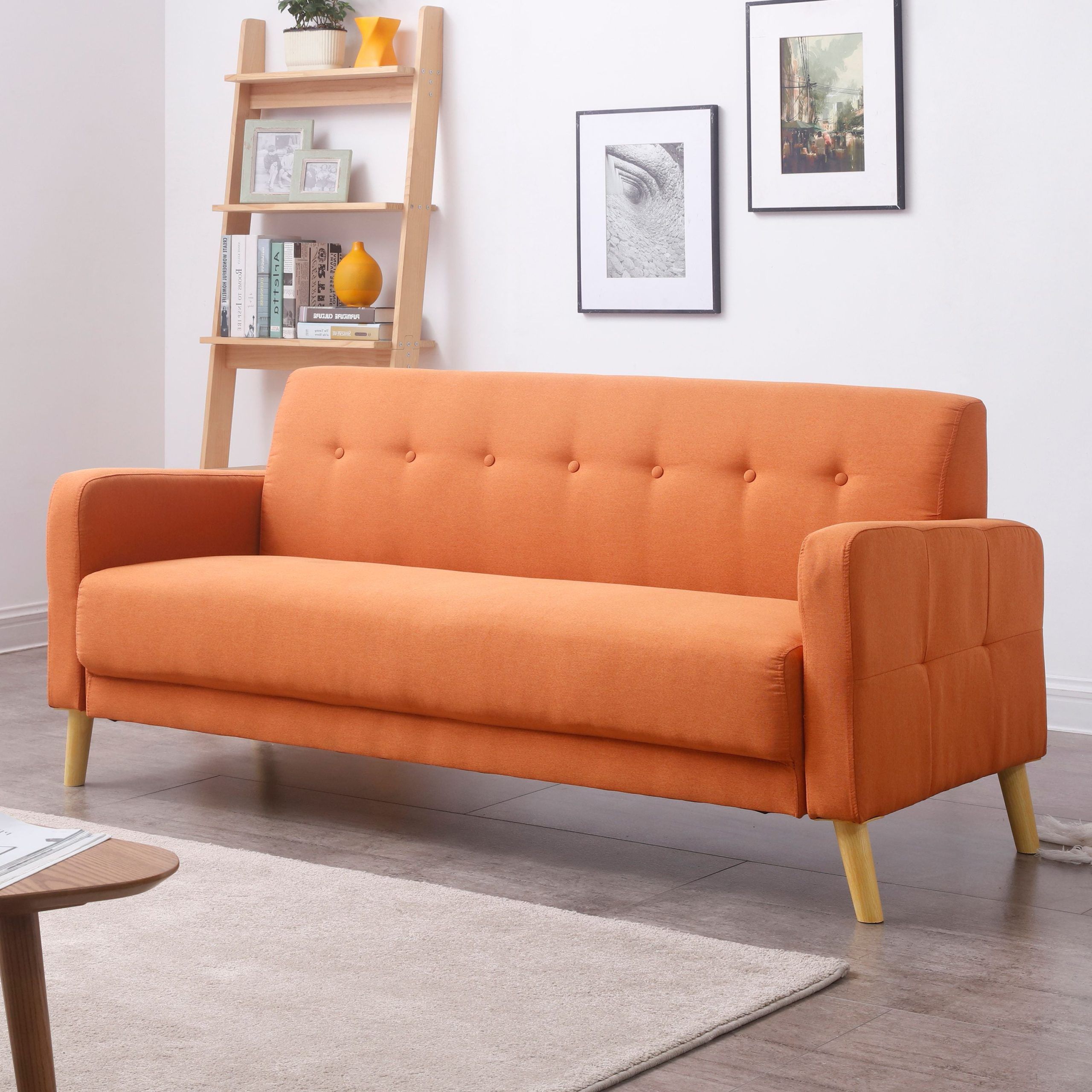 Most Popular Mid Century Modern Sofas Throughout Mid Century Modern Sofa With Stylish Button Tufted Back And Single (Photo 1 of 15)