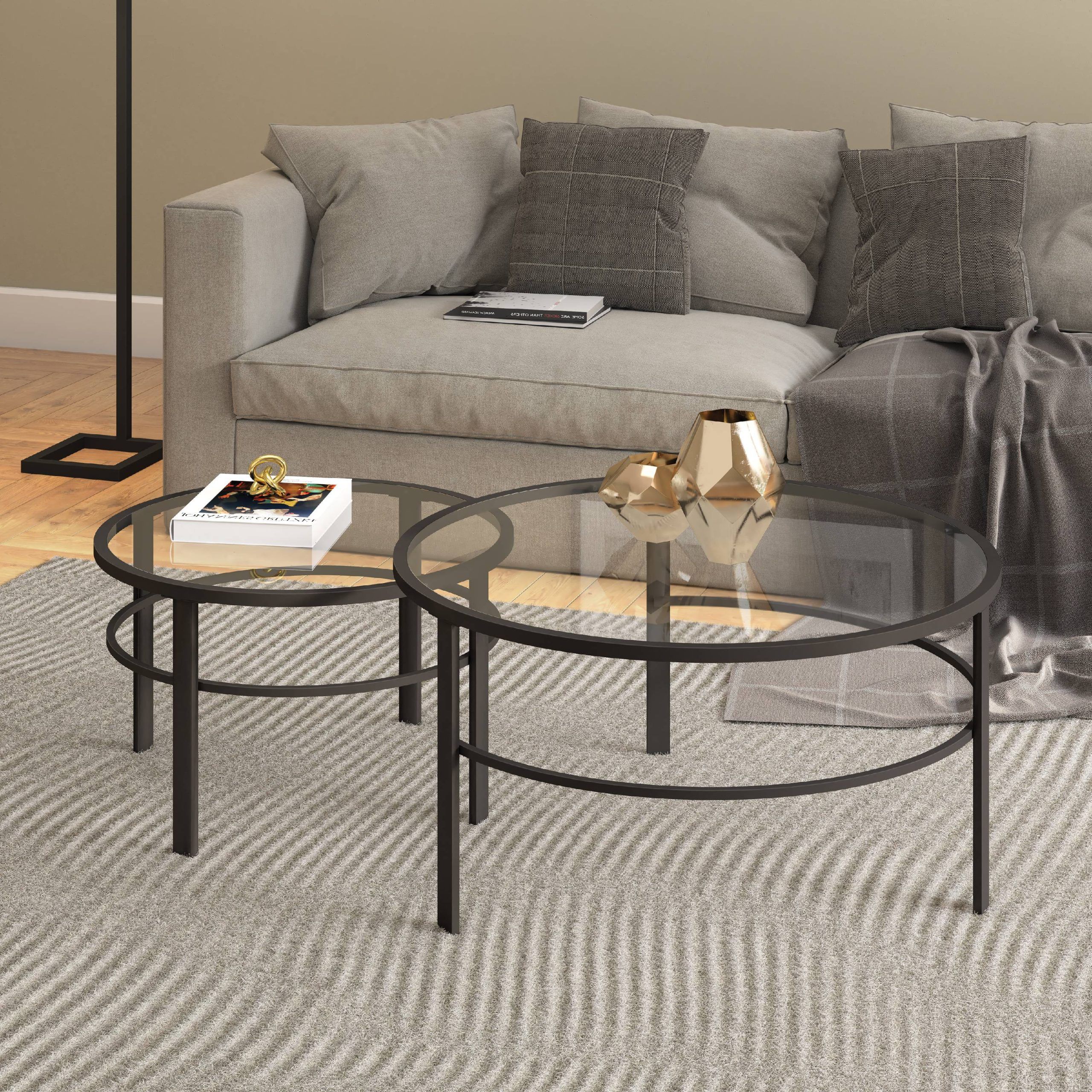 Most Popular Modern Nesting Coffee Tables Pertaining To Evelyn&zoe Contemporary Nesting Coffee Table Set With Glass Top (View 4 of 15)