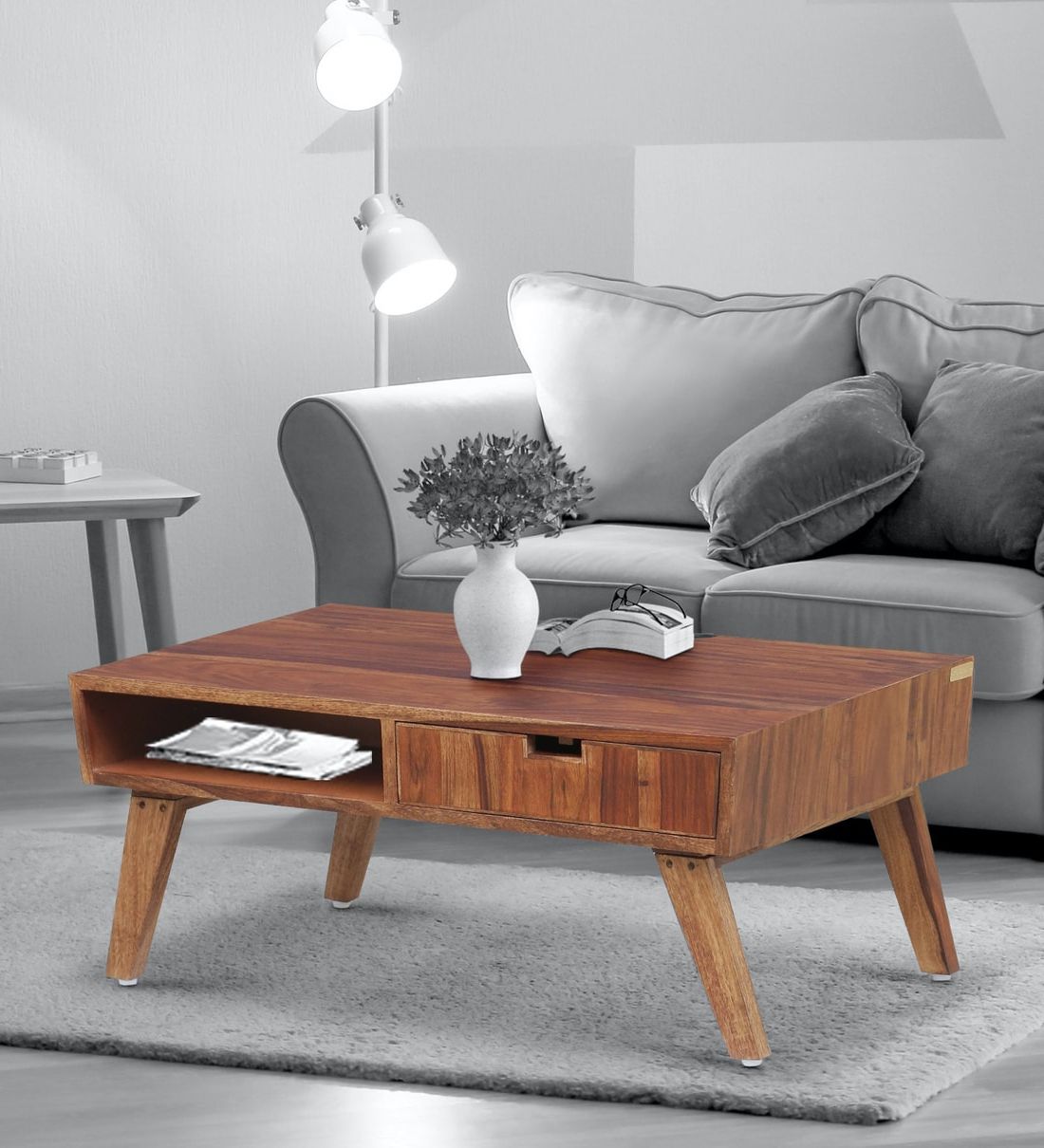 Most Recent Buy Paloma Sheesham Wood Coffee Table In Rustic Teak Finish Pertaining To Wooden Mid Century Coffee Tables (View 7 of 15)