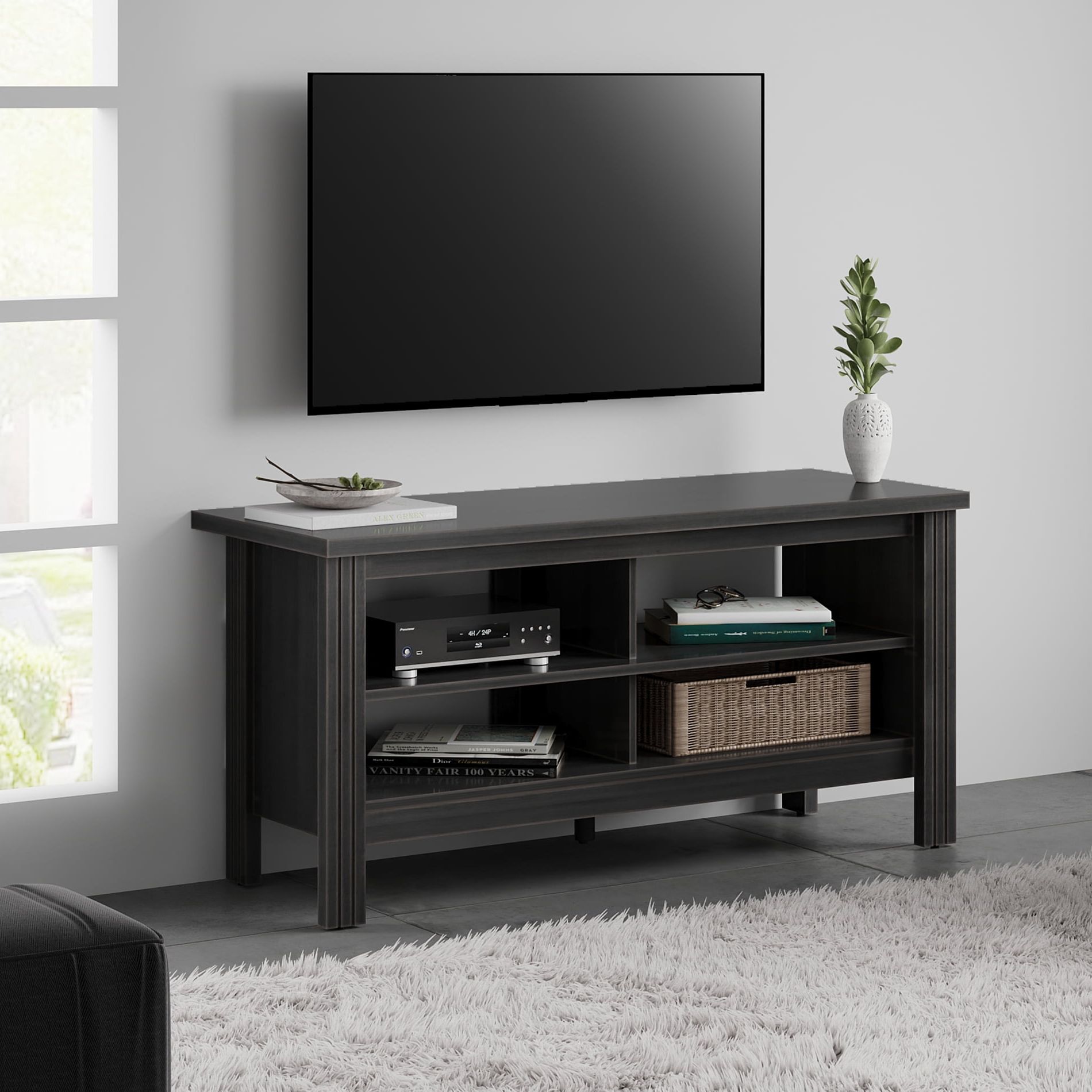Most Recent Farmhouse Wood Tv Stands For 55 Inch Flat Screen Media Console Storage In Media Entertainment Center Tv Stands (Photo 15 of 15)