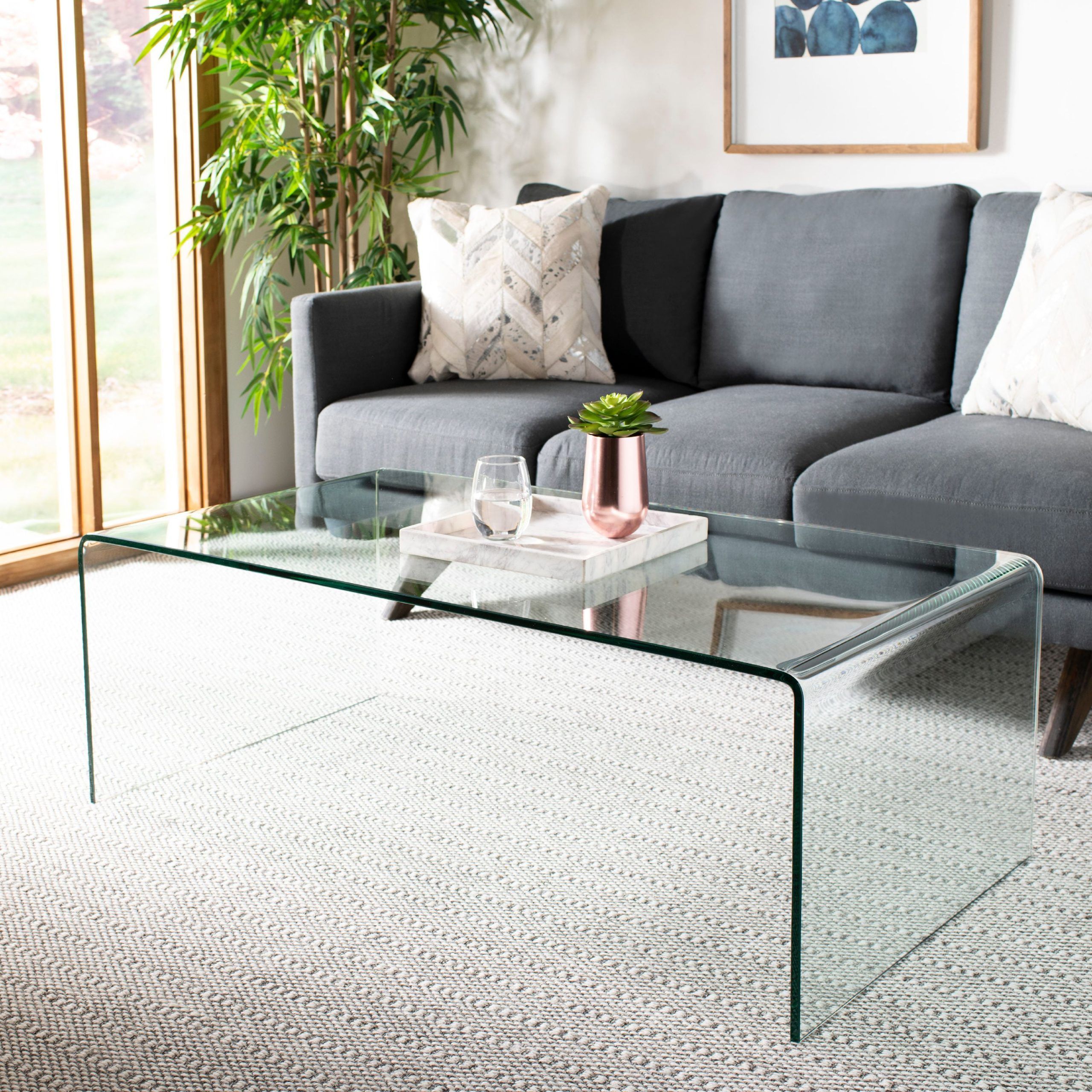 Most Recent Safavieh Willow Modern Glam Tempered Glass Coffee Table – Walmart Intended For Tempered Glass Coffee Tables (Photo 1 of 15)