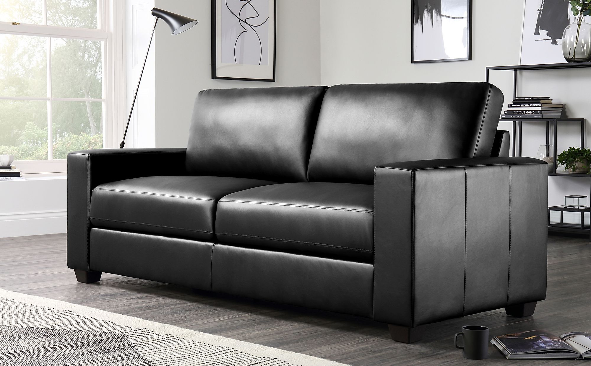 Most Recent Sofas In Black In Black Leather 3 Seater – The Arched Arms Look Great On This Sofa Suite (View 6 of 15)