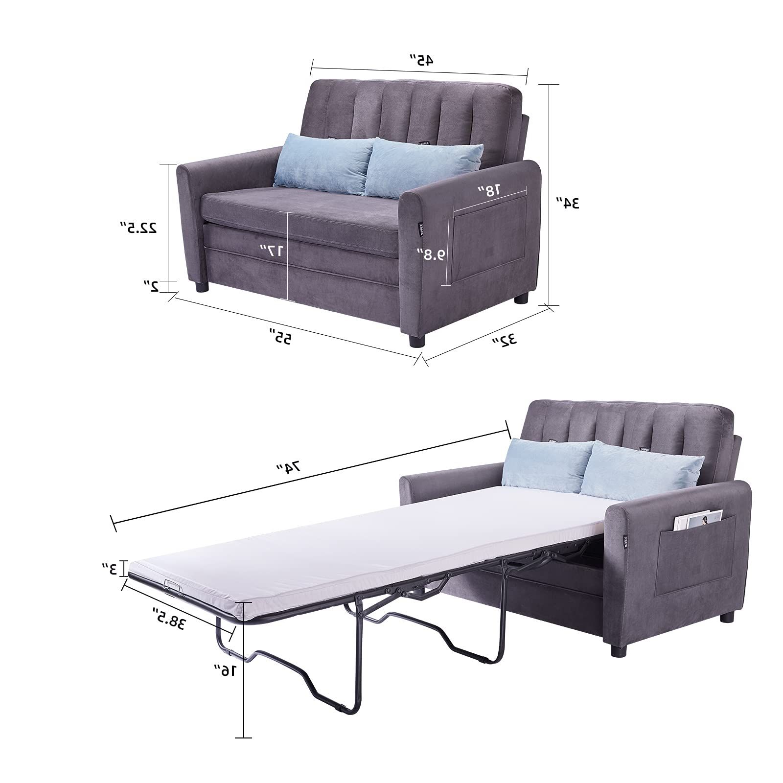 Most Recent Surfline Pull Out Sofa Bed Sleeper Sofa Bed Loveseat Sleeper With Intended For 3 In 1 Gray Pull Out Sleeper Sofas (Photo 11 of 15)