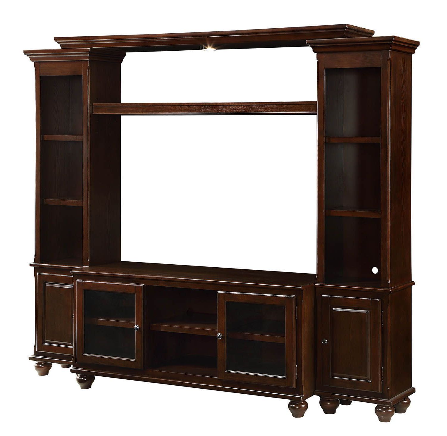 Most Recently Released 15" X 96" X 78" Walnut Wood Entertainment Center – Walmart Within Walnut Entertainment Centers (Photo 1 of 15)