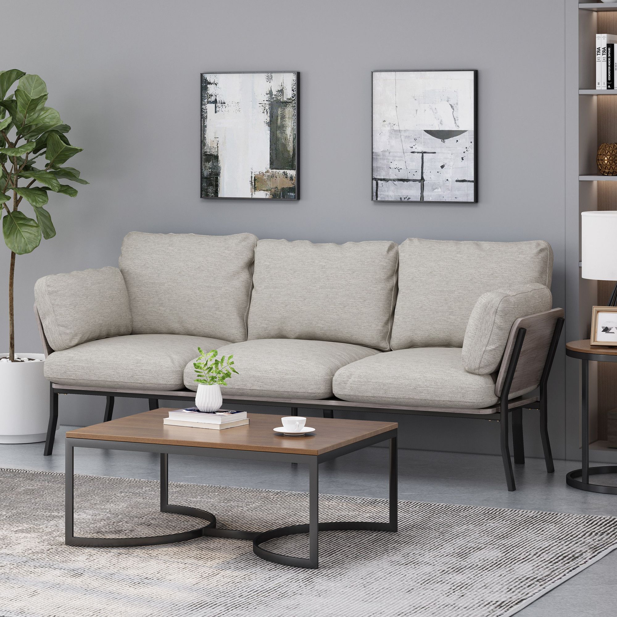 Most Recently Released Carvel Midcentury Modern 3 Seater Wood Frame Sofa, Light Gray, Gray With Modern 3 Seater Sofas (View 7 of 15)