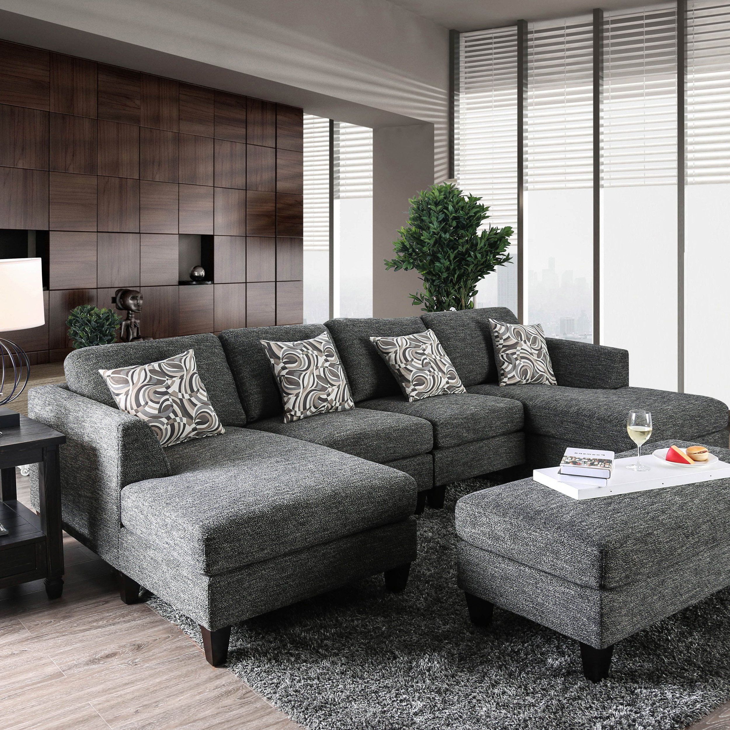 Most Recently Released Chenille Sectional Sofas Intended For Breckenridge Grey 4 Piece Chenille Modular Sectional Sofafoa (grey (View 11 of 15)