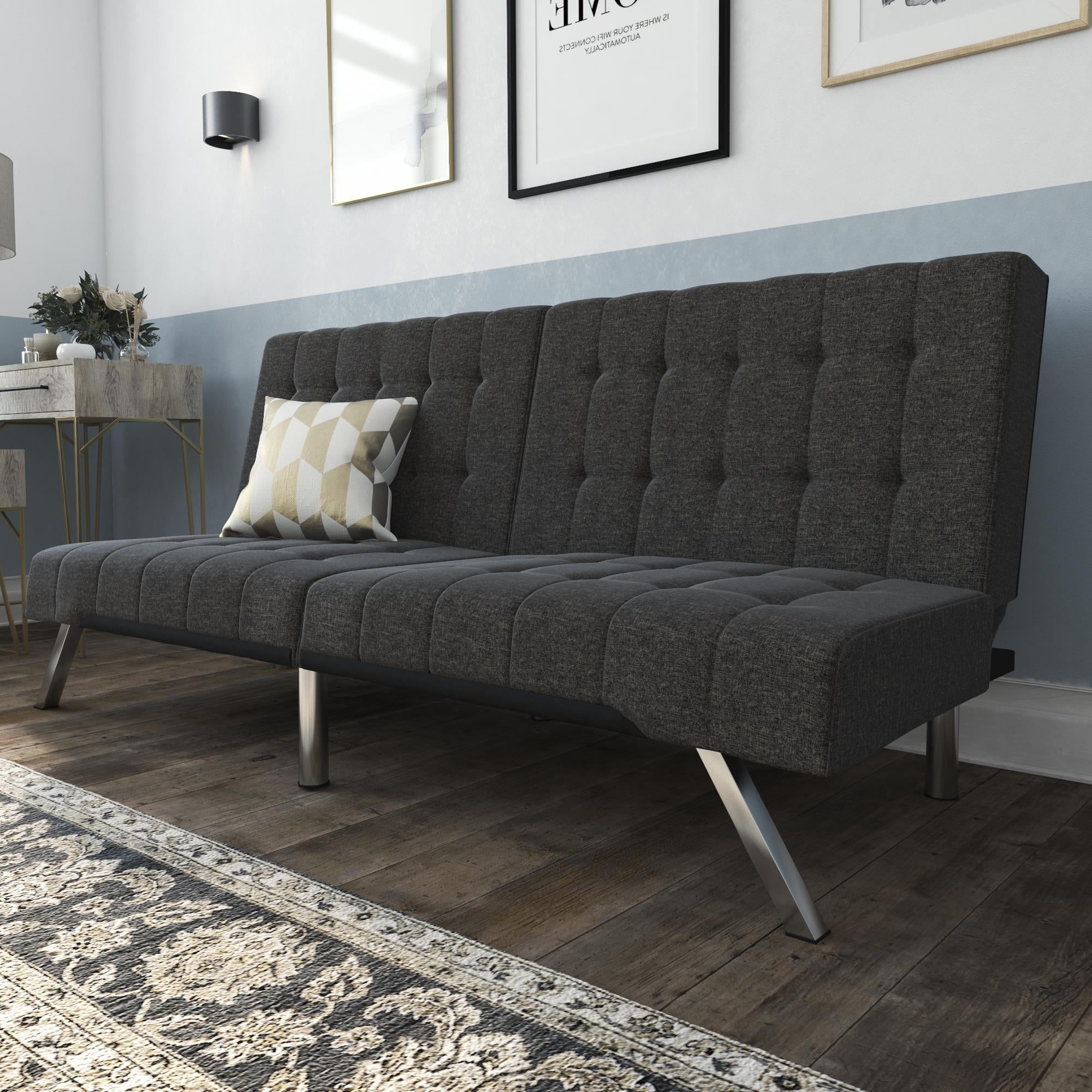 Most Recently Released Convertible Gray Loveseat Sleepers Inside Futons, Frames & Covers Tufted Convertible Gray Linen Futon Sofa Bed (View 10 of 15)